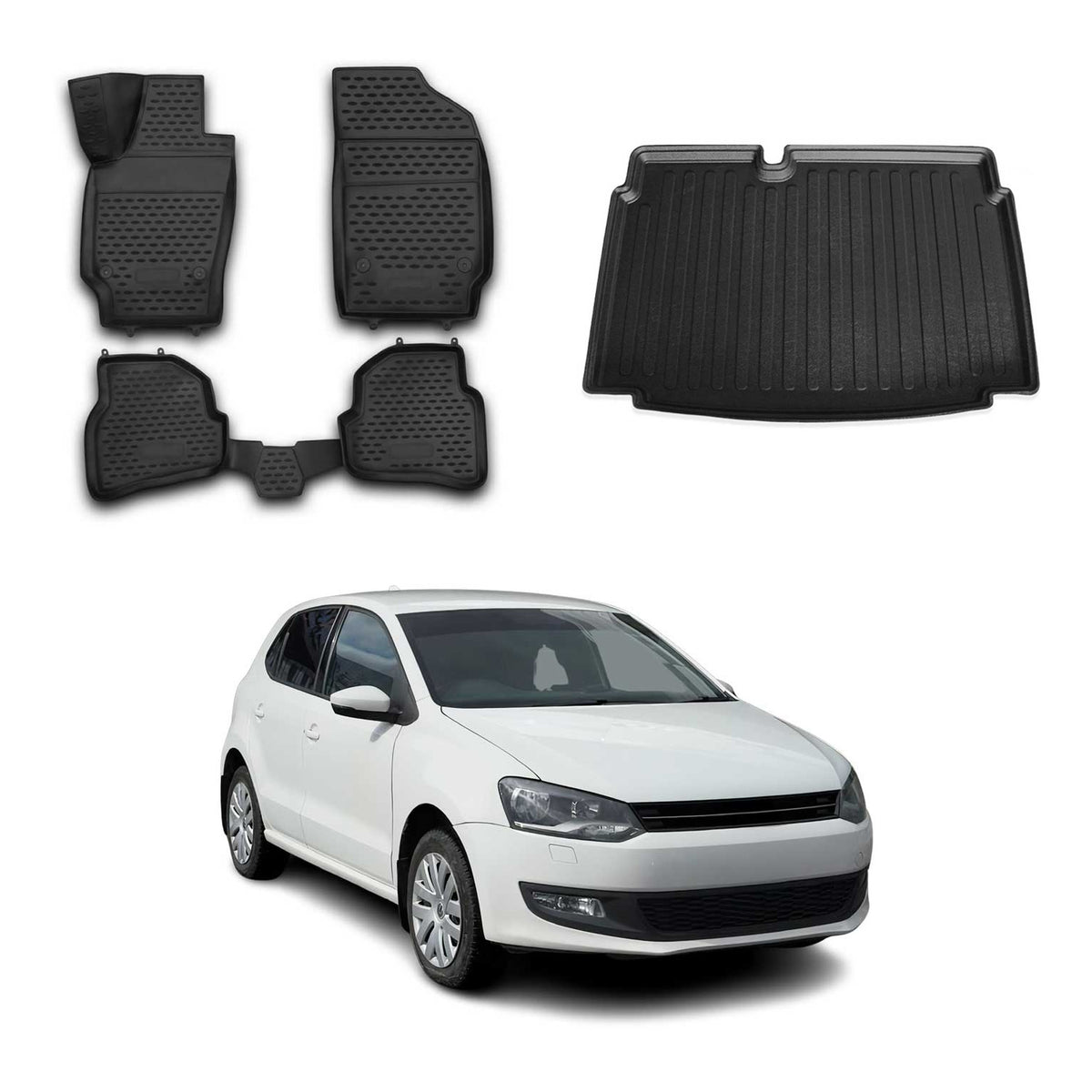 OMAC Kit Tapis de Sol et Coffre pour VW Polo Hatchback 2009-2014