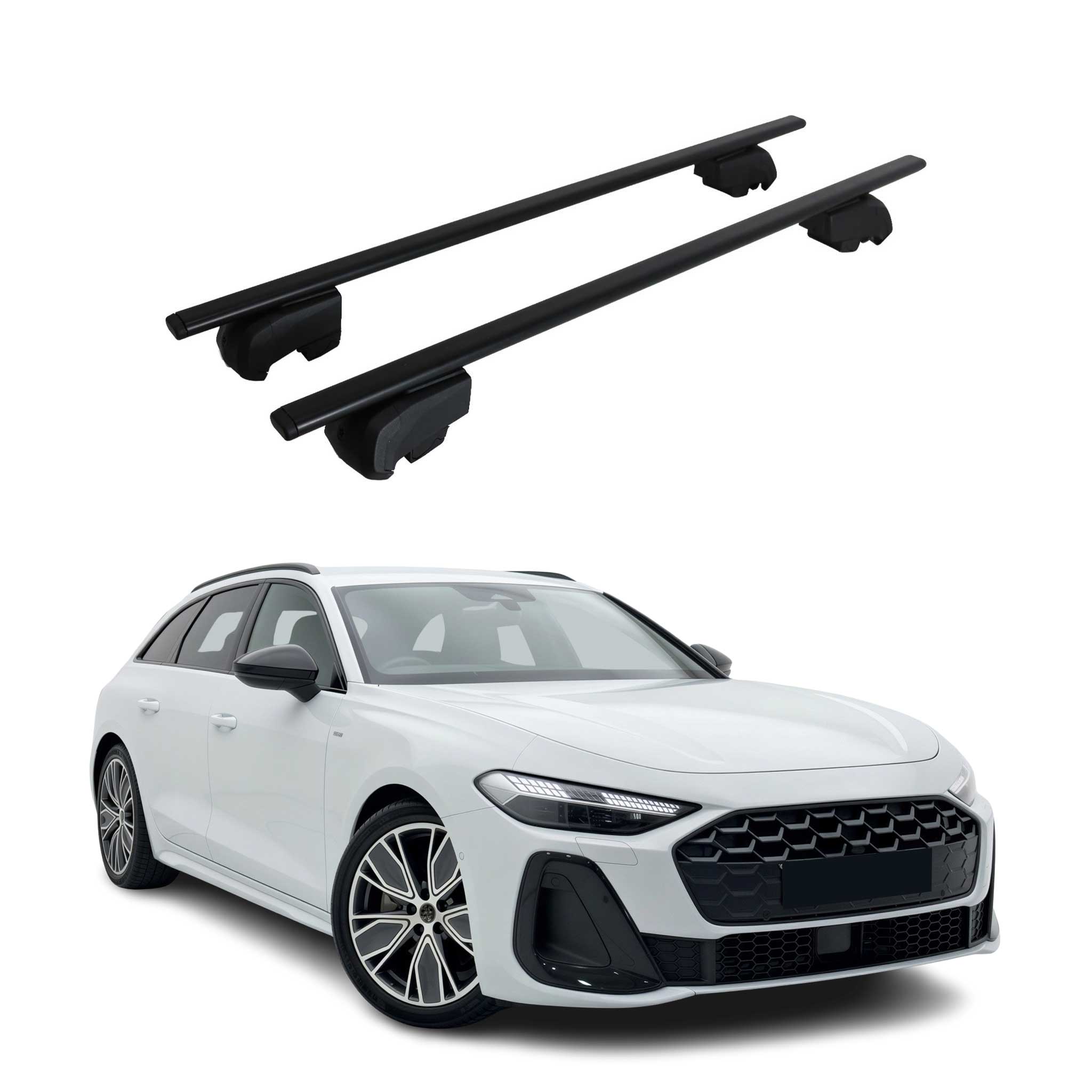 Barres de toit transversales pour Audi A5 B10 Break 2025-2026 Fer Noir 2Pcs