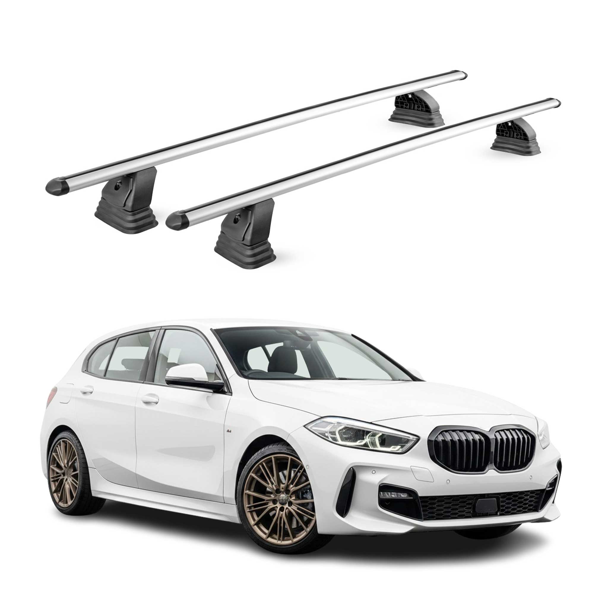 Barres de toit transversales Alu pour BMW Serie 1 F40 2019-2024 TÜV Gris 2Pcs