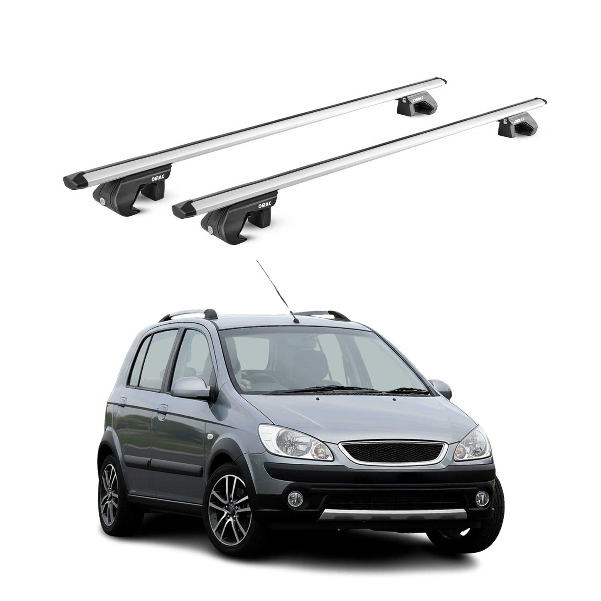 Barres de toit transversales pour Hyundai Getz Cross TB 2006-11 Alu Gris 2x ABE