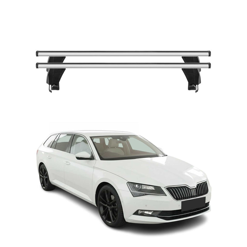 Menabo Barres de toit Transversales pour Skoda Superb Wagon 2015-2019 Alu Gris