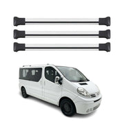 Barres de toit transversales pour Nissan Primastar 2001-2014 Aluminium Gris 3Pcs