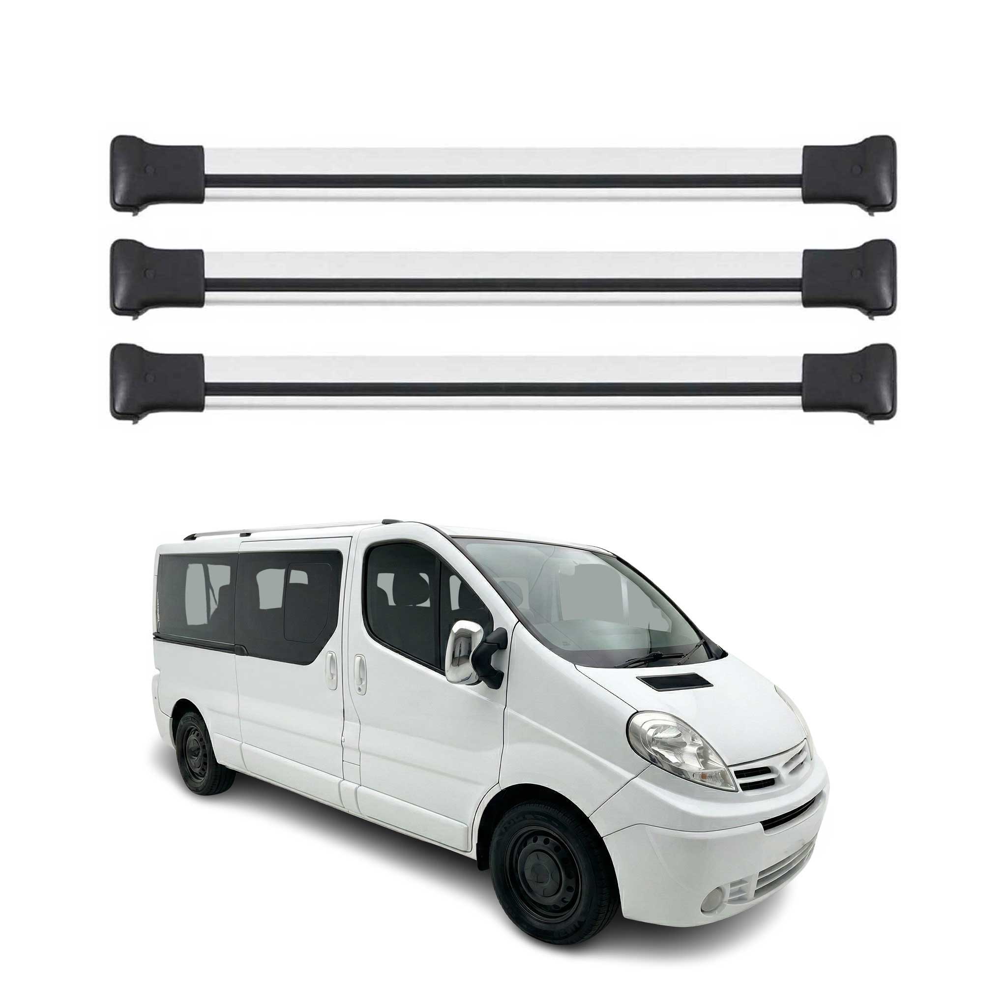 Barres de toit transversales pour Nissan Primastar 2001-2014 Aluminium Gris 3Pcs
