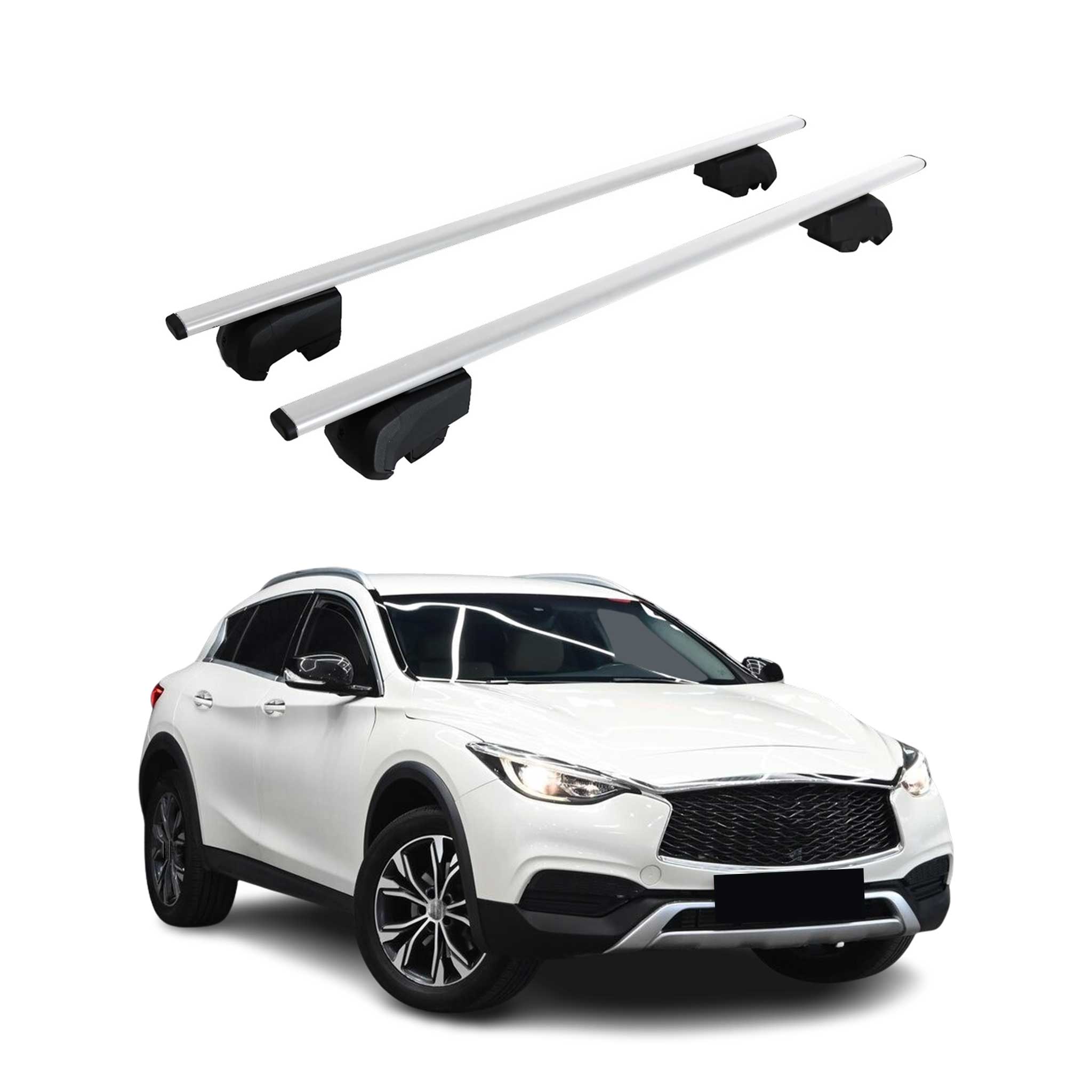 Barres de toit Transversales pour Infiniti QX30 2017-2019 Fer Argent ABE