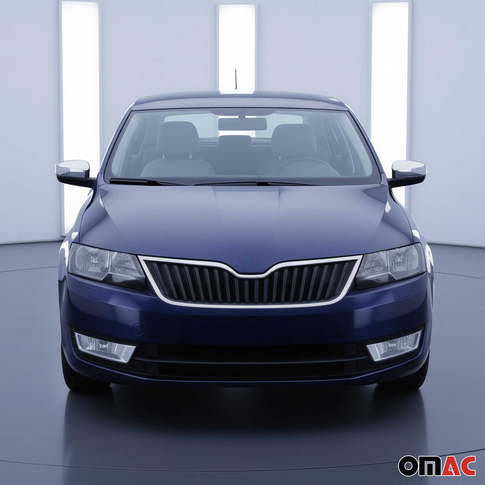 Coques de Rétroviseurs pour Skoda Rapid Berline 2012-2019 en Acier Chromé Argent