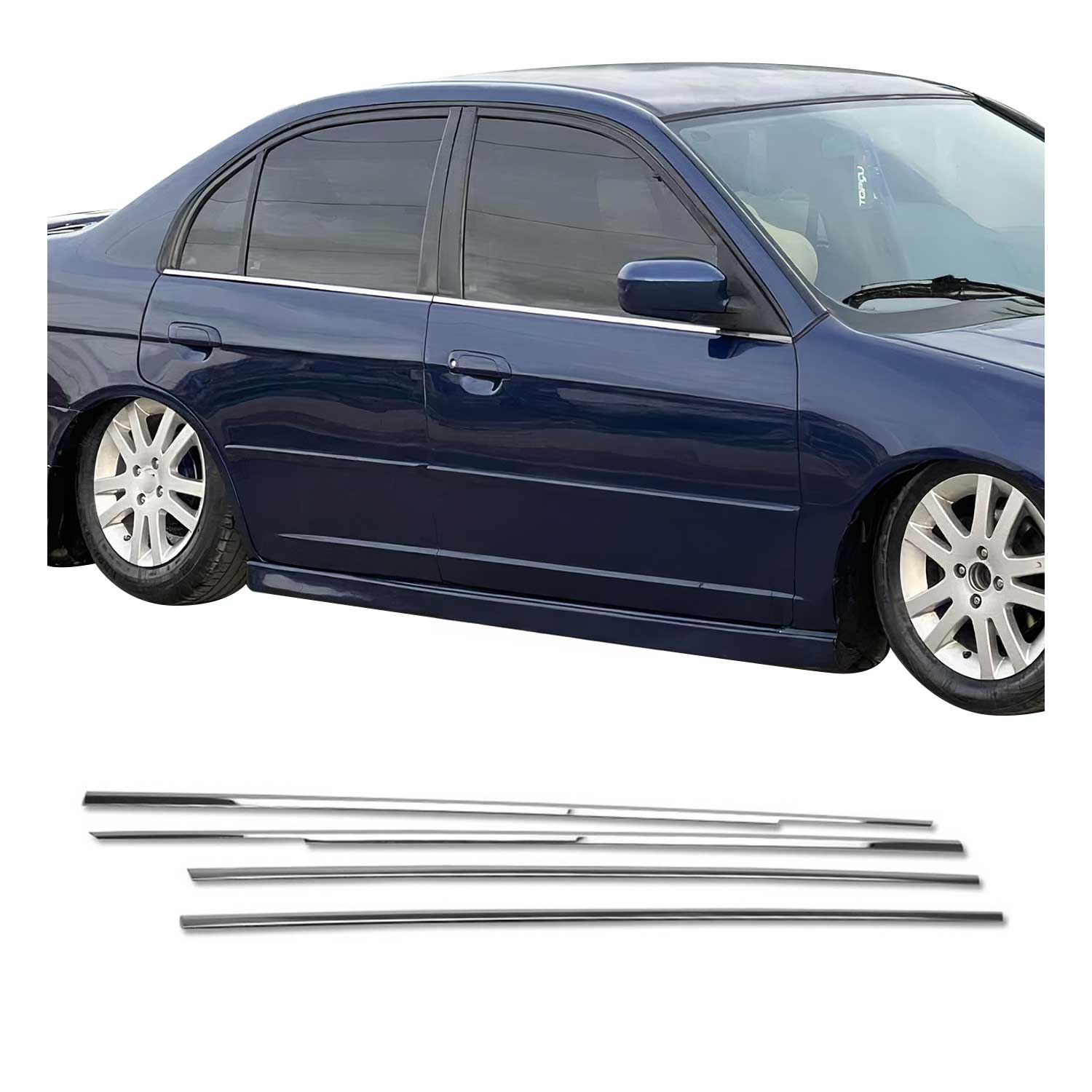 Garniture de Fenêtre pour Honda Civic Berline 2000-2005 Acier Inox 4Pcs