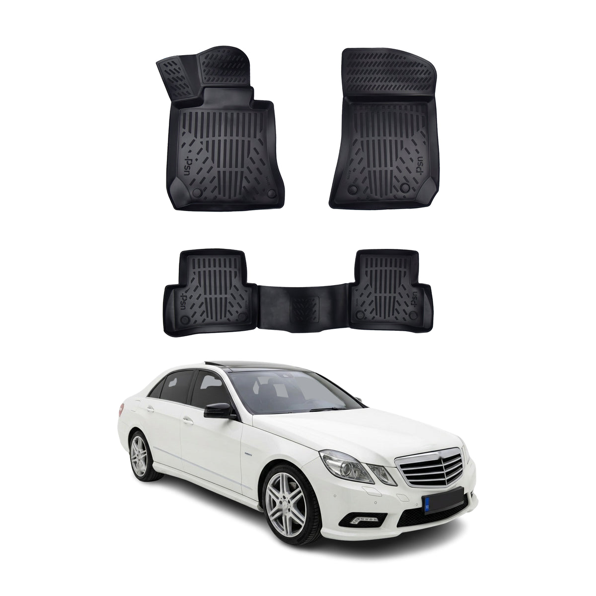 Tapis de sol pour Mercedes Classe E W212 2010-2016 Noir 3D en TPE 4Pcs