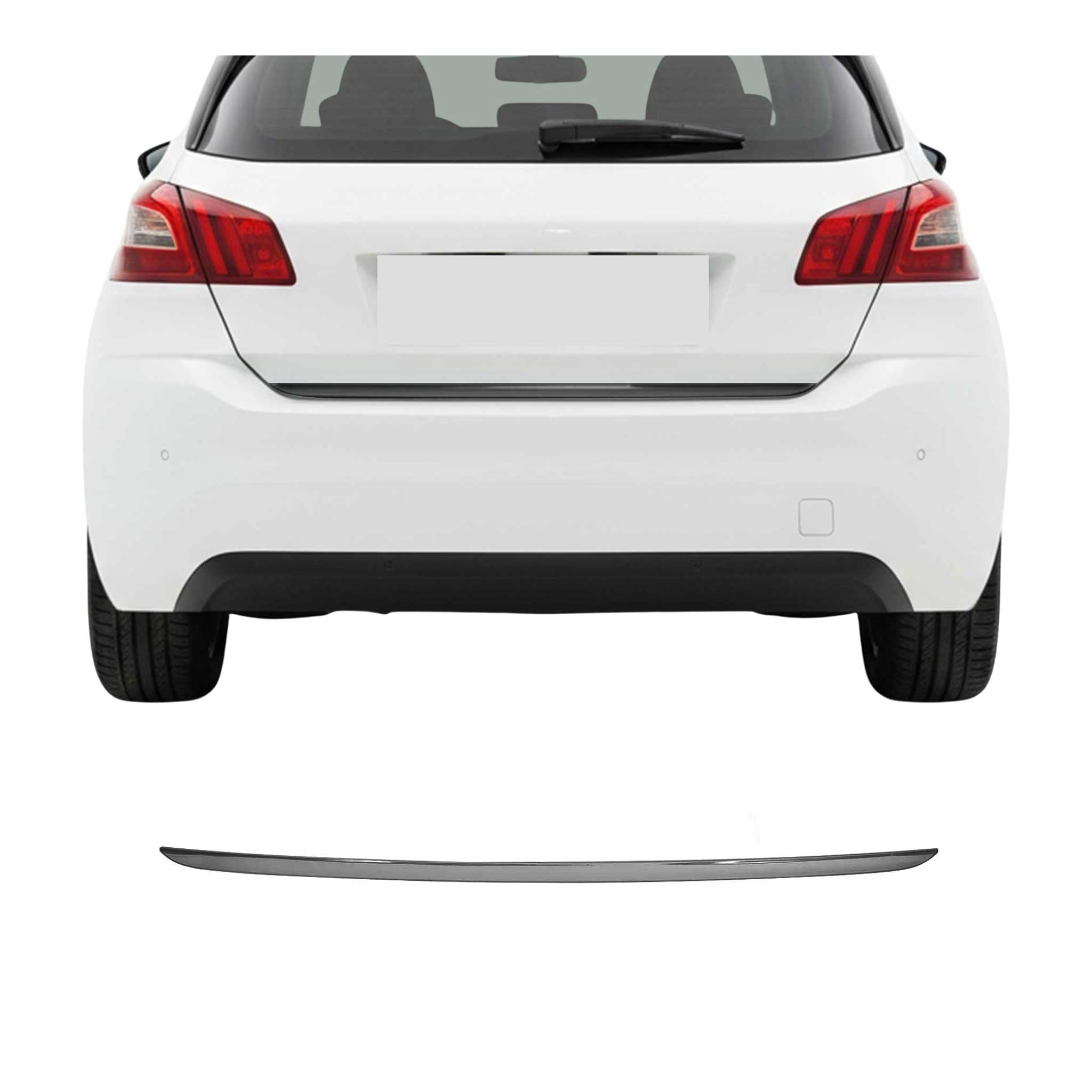 Garniture de Hayon Coffre pour Peugeot 308 2013-2021 acier inox foncé