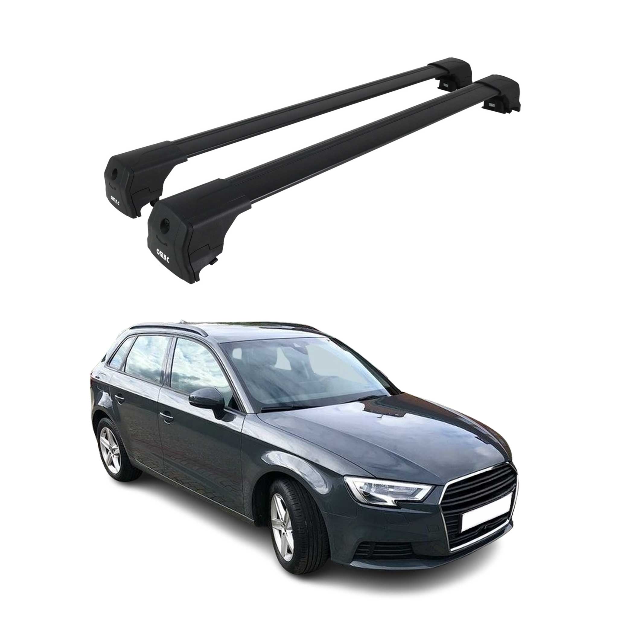 Barres de toit transversales pour Audi A3 8V Sportback 2012-2020 ABE Noir