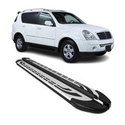 Marchepieds Latéraux pour Ssangyong Rexton 2005-2012 Aluminium Gris Noir 2Pcs