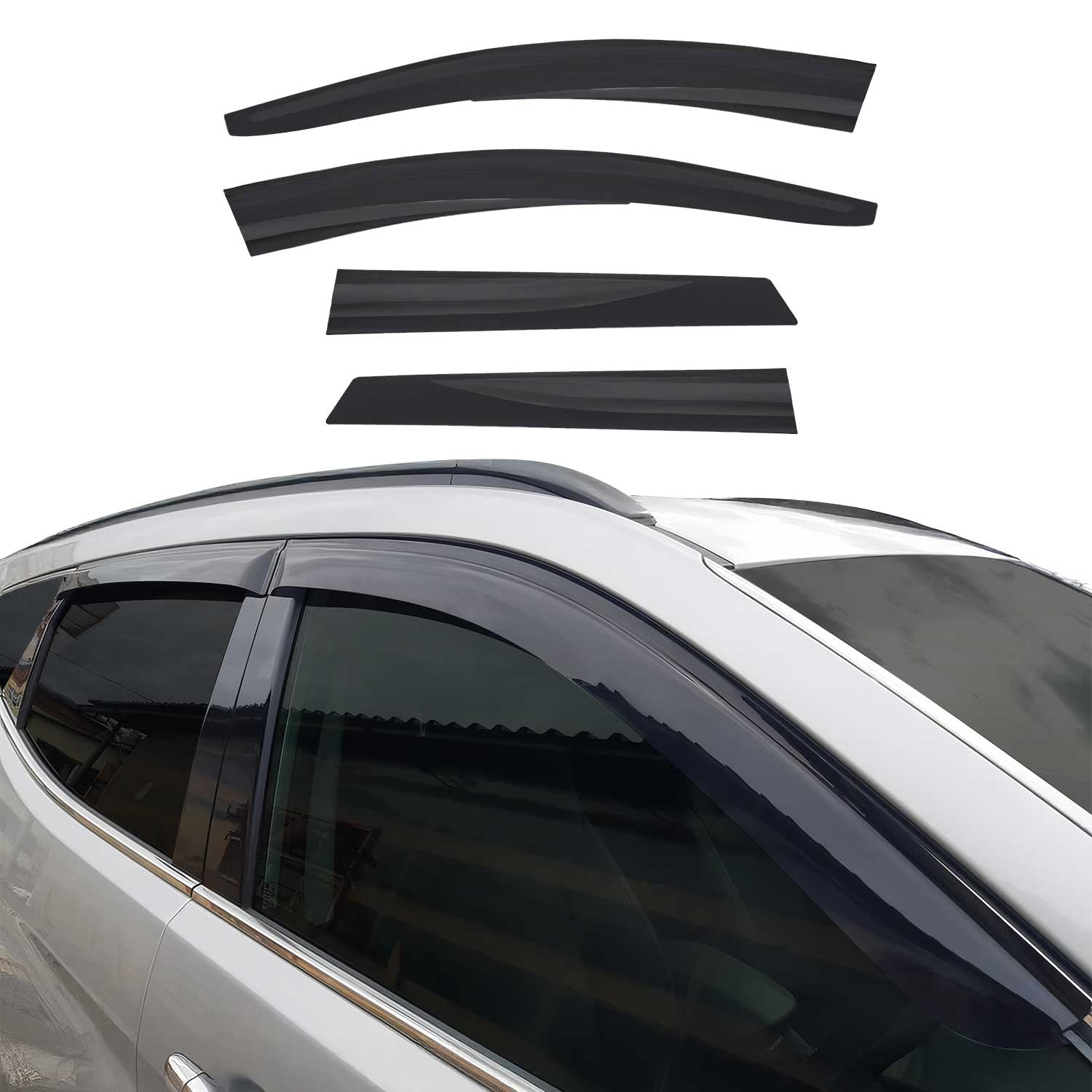 Déflecteurs de Vent pluie d'air pour Dacia Duster 2018-2021 Acrylique Noir 4 Pcs