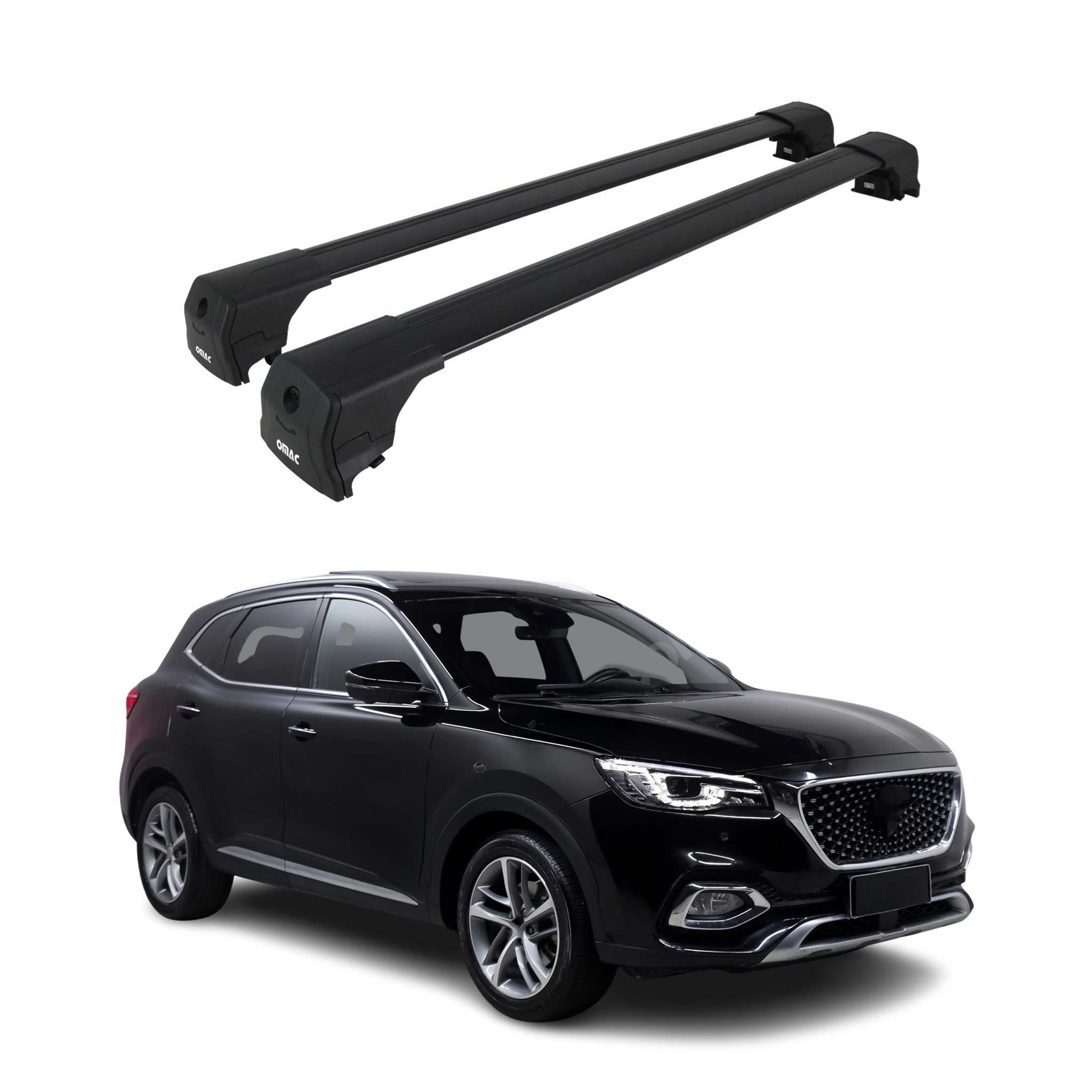 Barres De Toit Transversales pour MG HS I 2018-2024 Aluminium Noir 2Pcs
