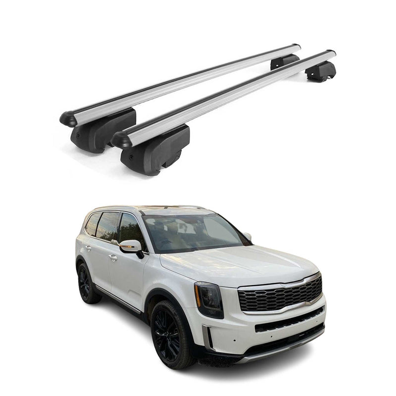 Barres de toit Transversales pour Kia Telluride 2020-2023 Aluminium Gris ABE
