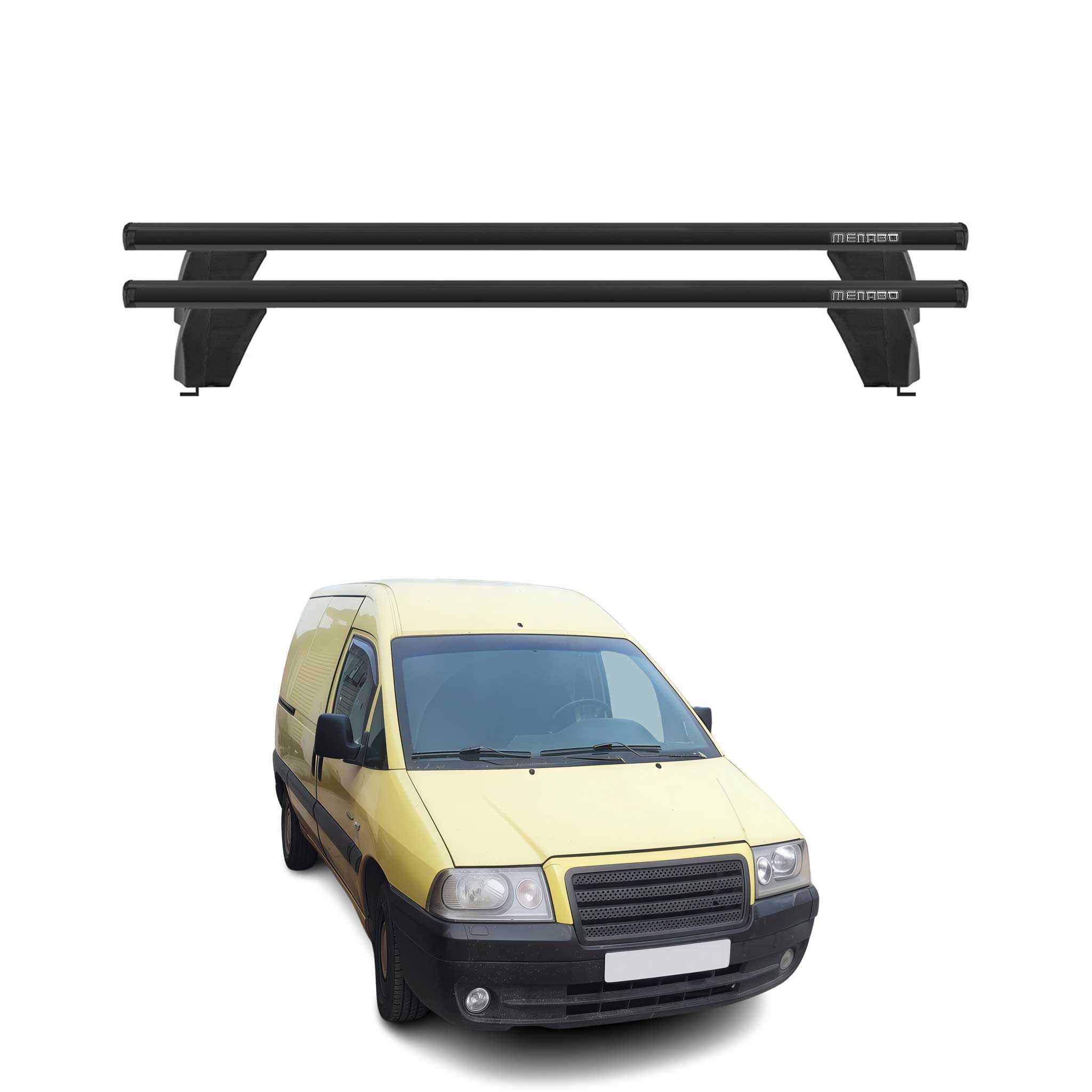 Menabo Barres de toit Transversales pour Citroen Jumpy I 1995-2006 Alu Noir ABE