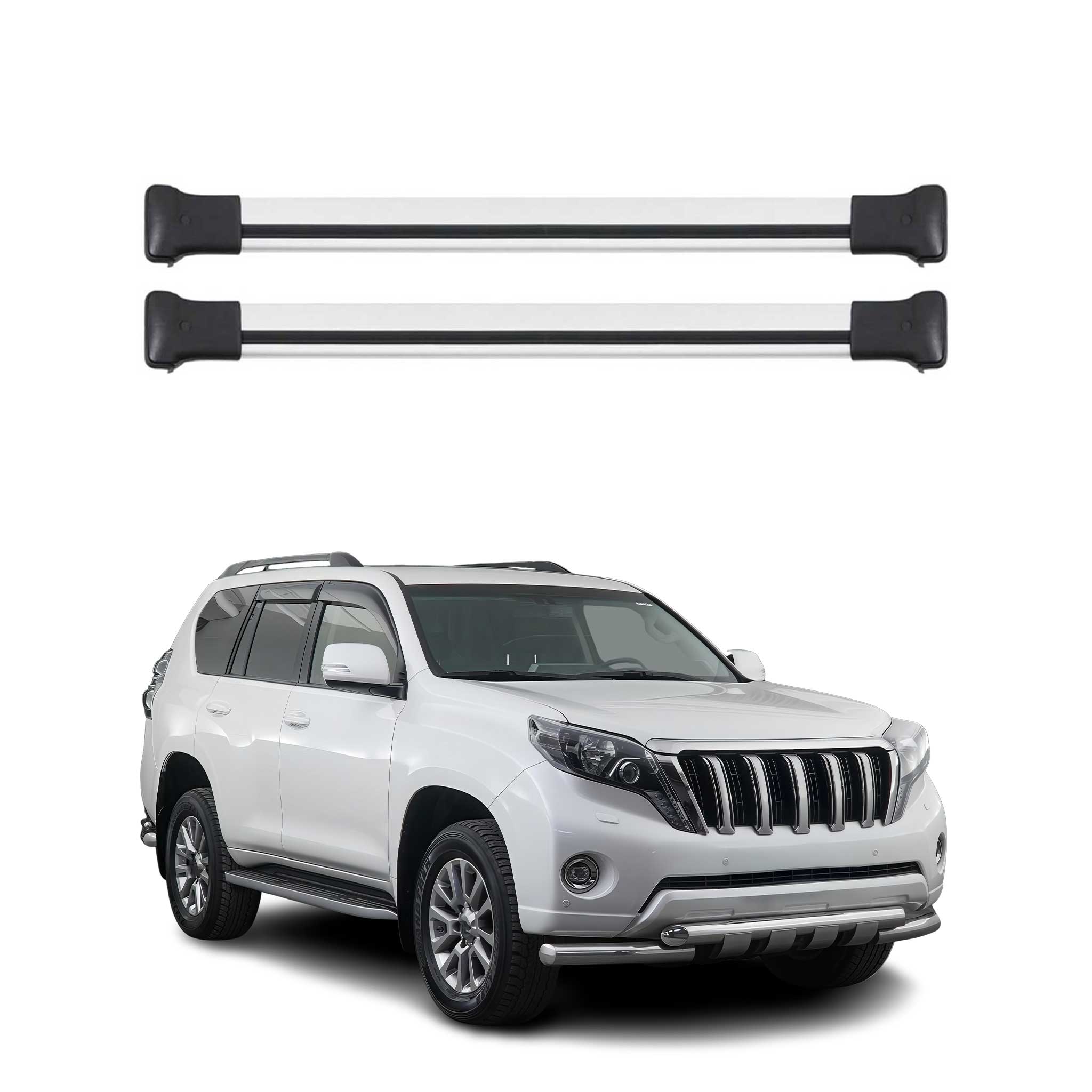 Barres de toit transversale pour Toyota Land Crusier Prado 2018-2023 Alu Gris 2x