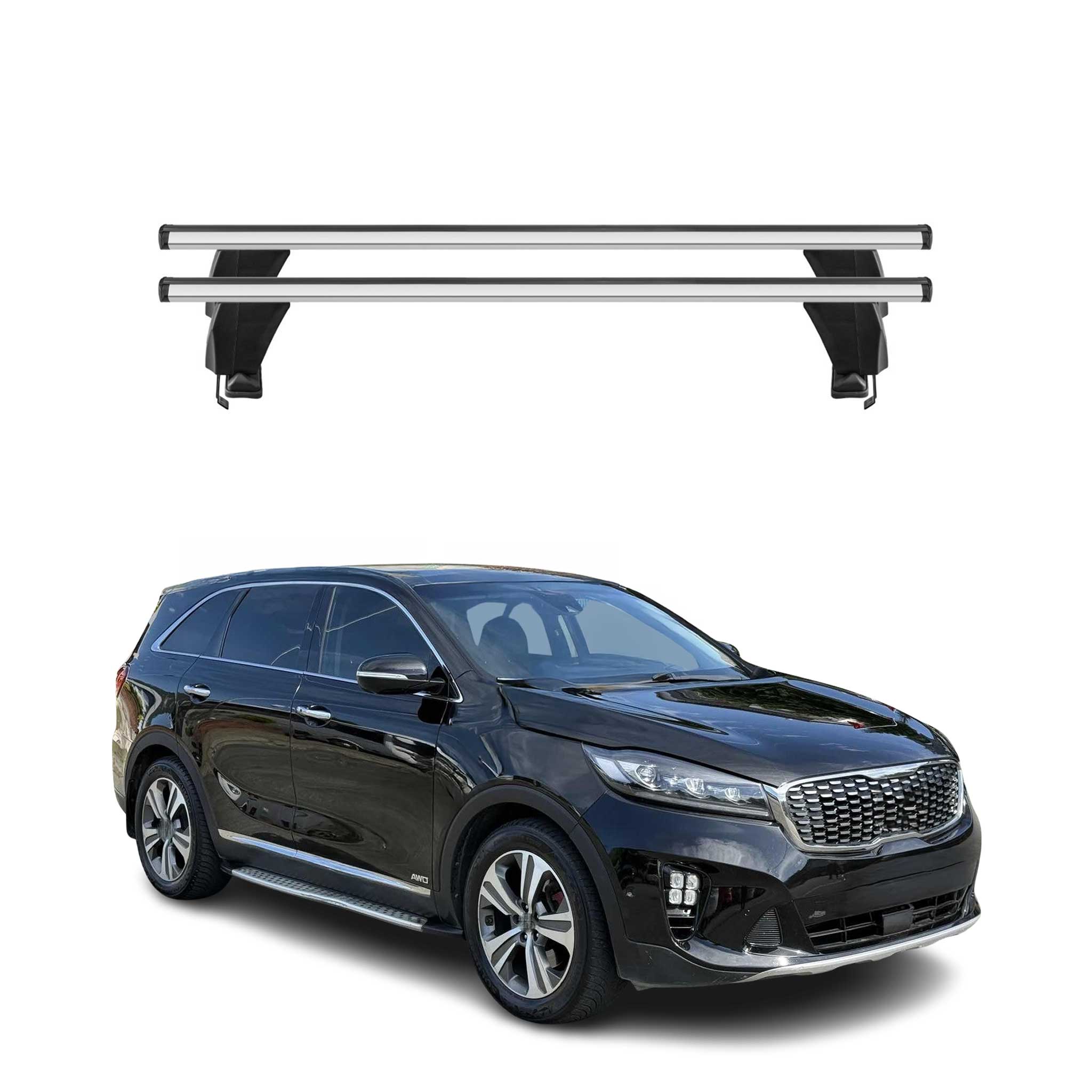 Menabo Barres de toit Transversales pour Kia Sorento 2021-2026 Alu Gris 2x