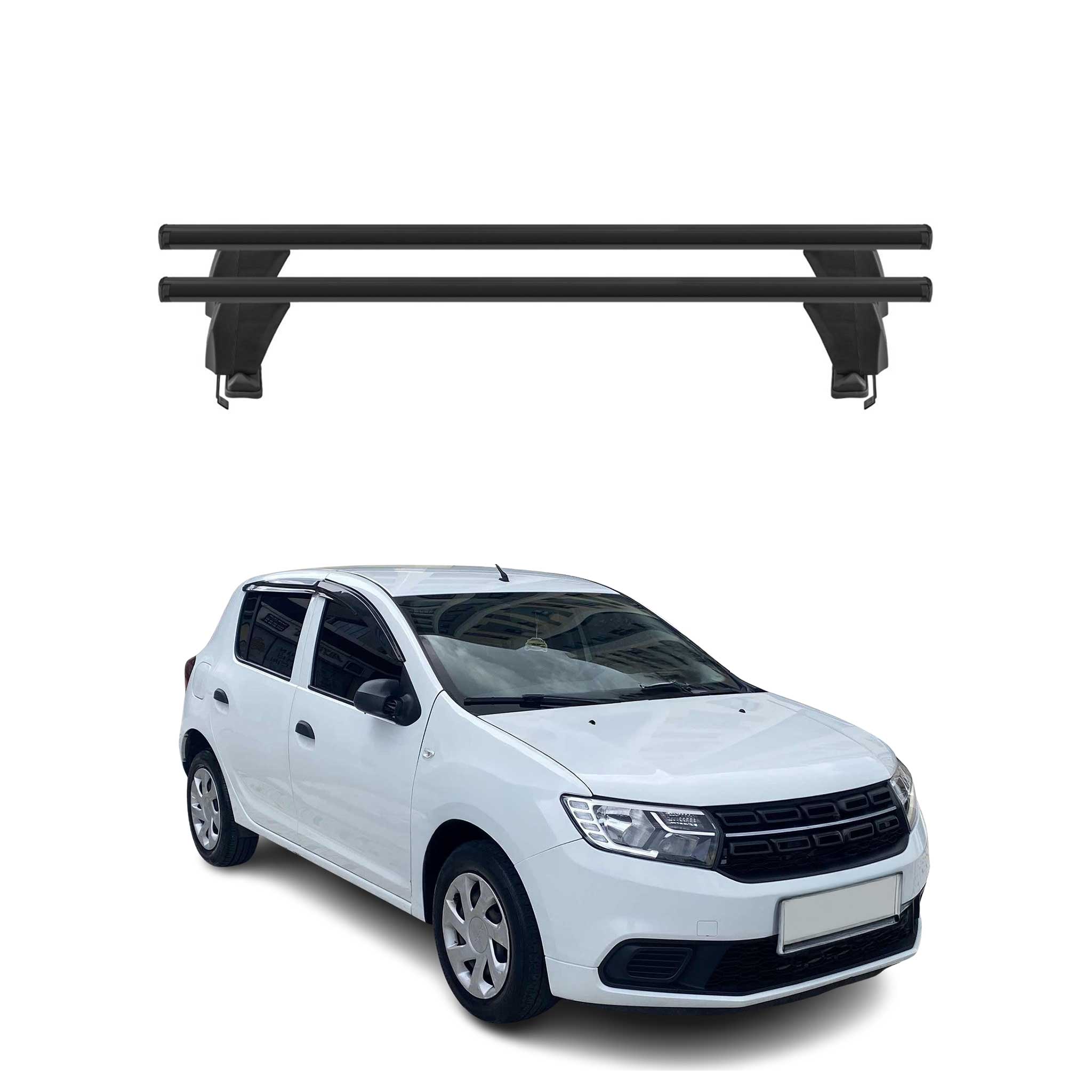 Menabo Barres de toit Transversales pour Dacia Sandero 2013-2024 Alu Noir 2x ABE
