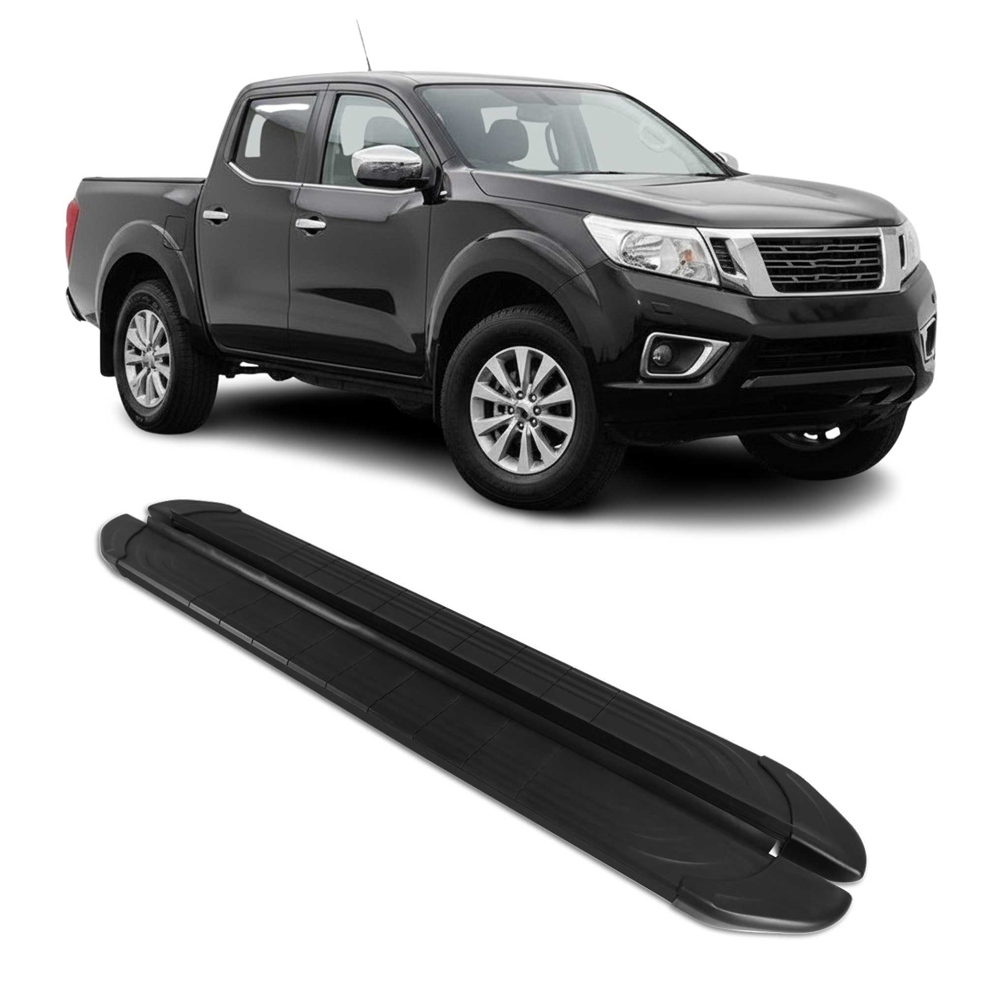 Marchepieds Latéraux pour Nissan Navara D23 Double Cab 2015-2023 2Pcs Alu Noir