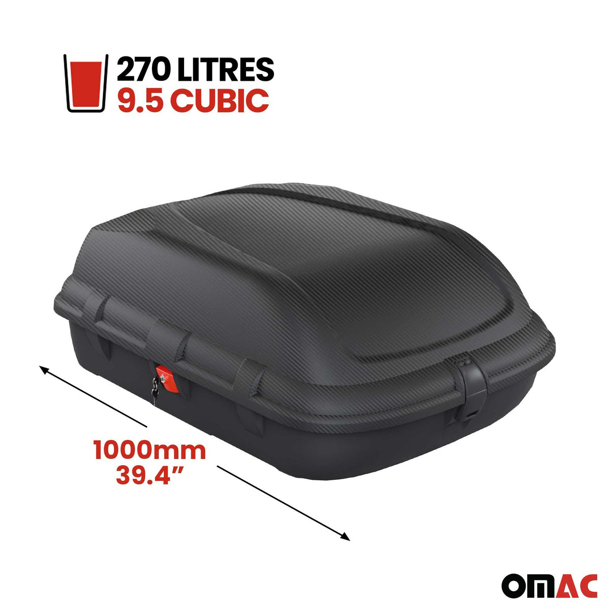 Coffre de Toit 270L + Barres de Toit pour Ford Fiesta Active 2018-2023 Noir