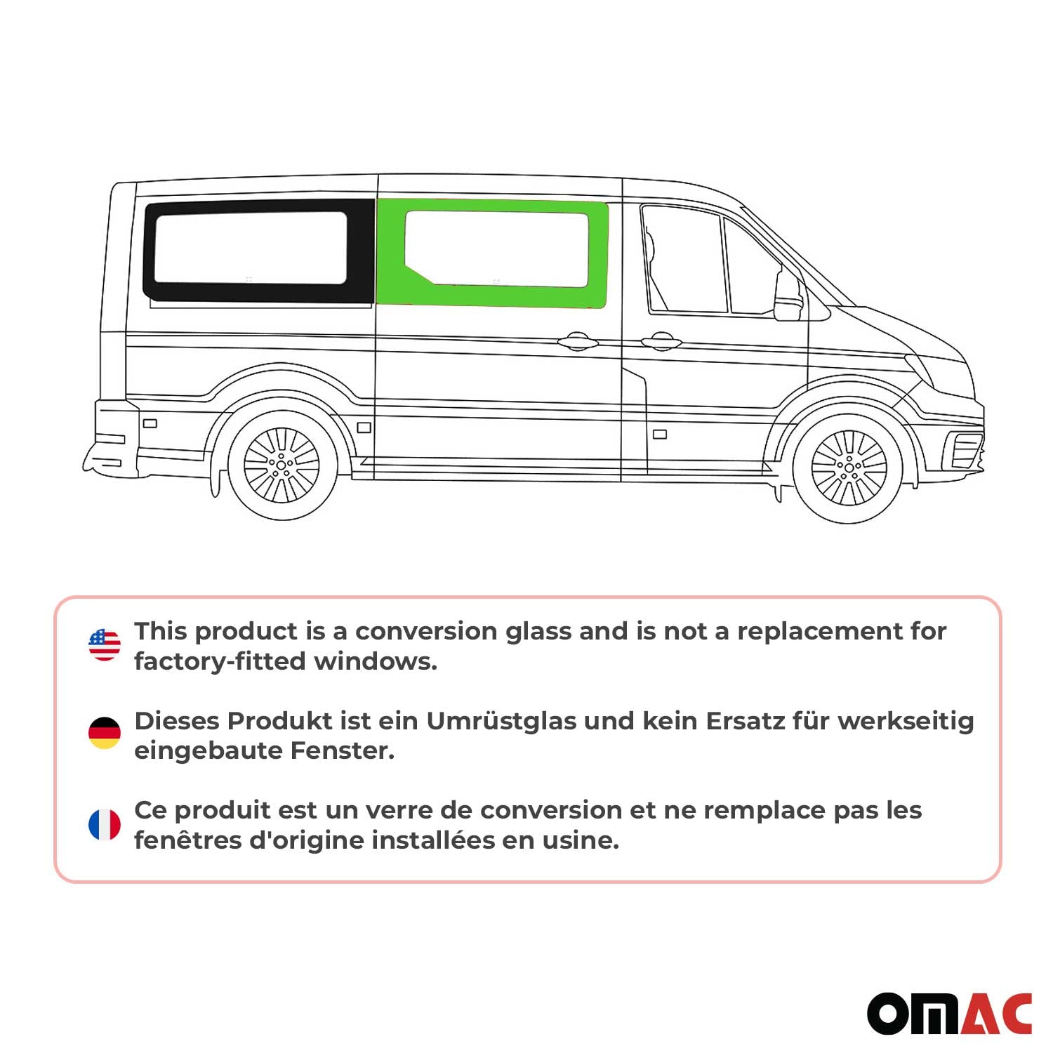 Vitre de Porte pour VW Crafter 2017-2025 L2 Avant Droit Porte coulissante
