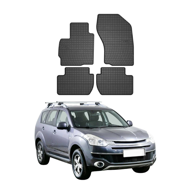 Tapis de Sol pour Citroen C-Crosser 2007-2012 en Caoutchouc Noir 4x