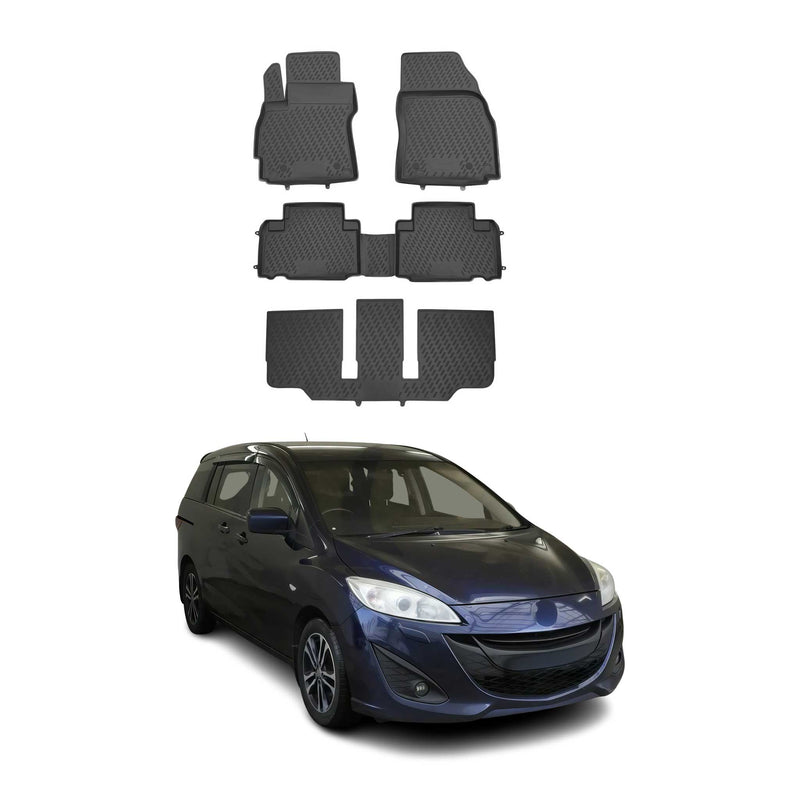 Tapis de sol pour Mazda 5 2010-2018 en caoutchouc TPE 3D Noir 5Pcs