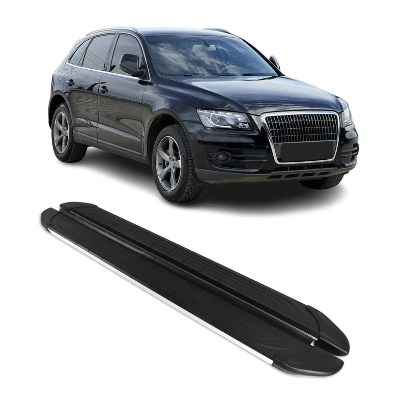Marchepieds latéraux pédale pour Audi Q5 8RB 2008-2017 Aluminium Gris Noir 2Pcs