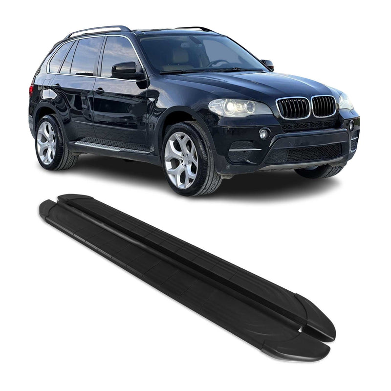 Marchepieds latéraux pédale pour BMW X5 E70 2006-2013 2Pcs Aluminium Noir