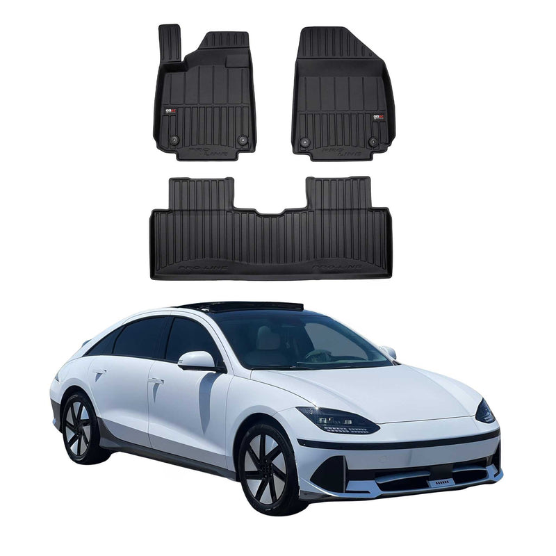 OMAC Tapis de sol sur mesure noir pour Hyndai Ioniq 6 2022-2025 3 pièces en TPE