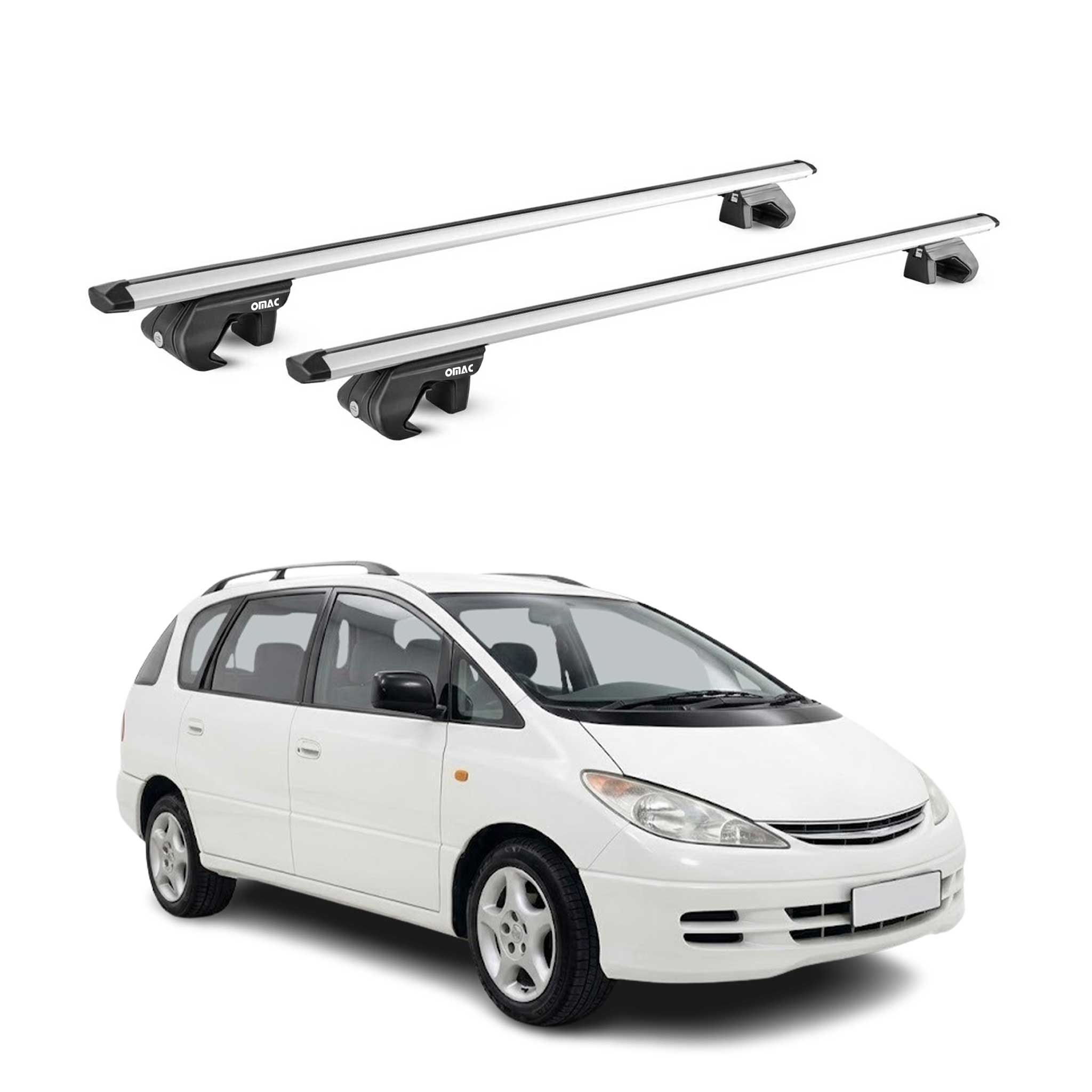 Barres de toit transversales pour Toyota Previa II 2000-2005 Gris ABE Alu 2x
