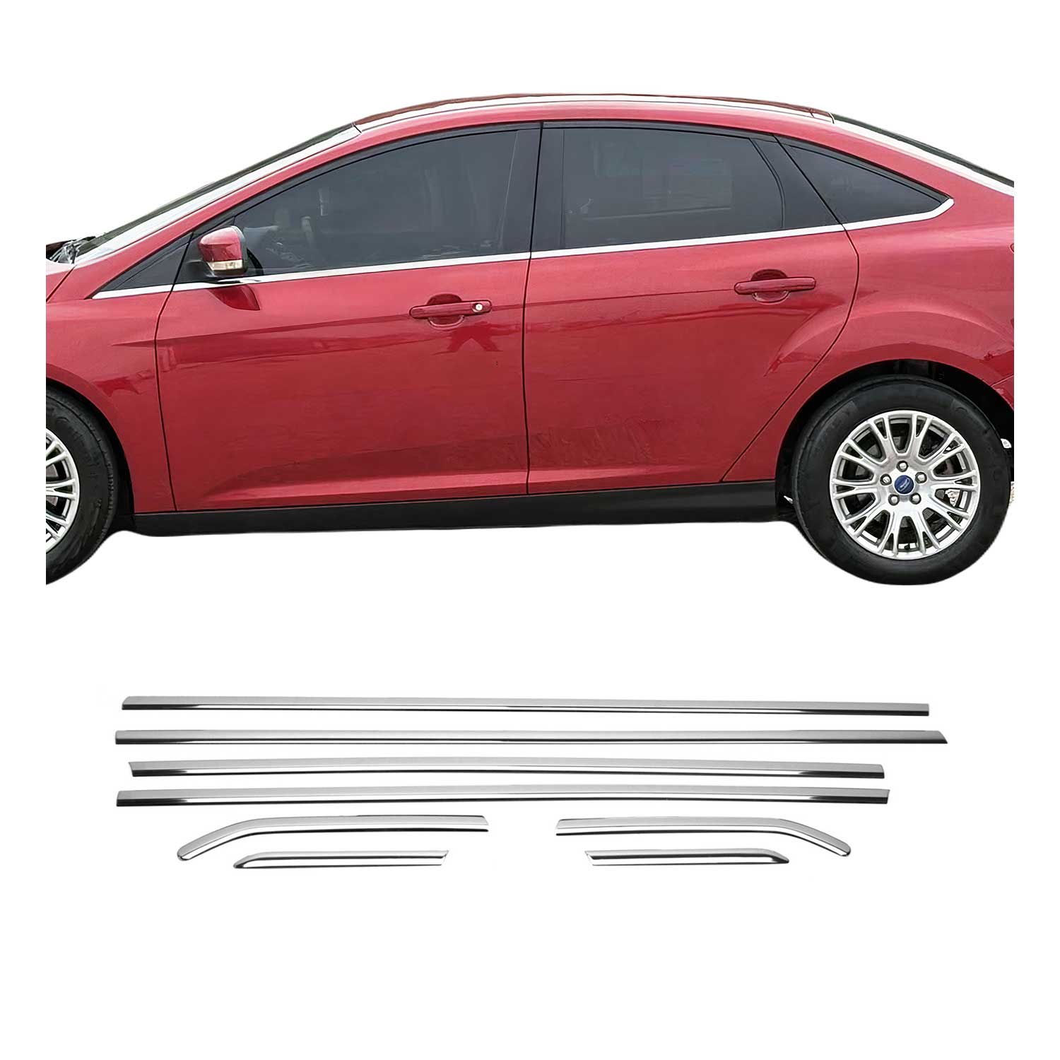 Garniture de Fenêtre pour Ford Focus Berline 2010-2018 Acier Inox 8Pcs