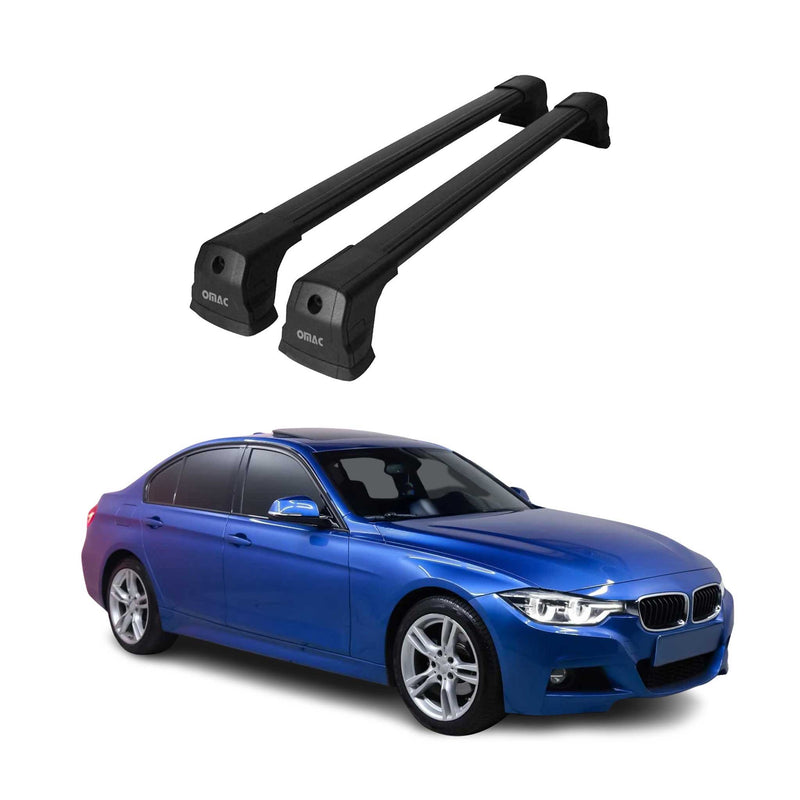 Barres de toit transversales pour BMW Serié 3 F30 Berline 2011-2019 Alu Noir
