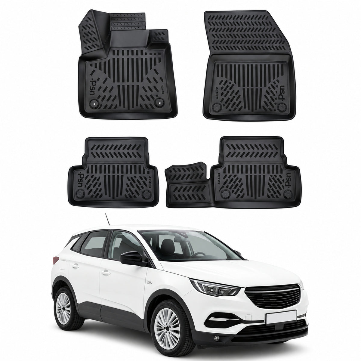 Tapis de sol pour Opel Grandland Grandland X 2017-2024 Essence-Diesel TPE 4Pcs