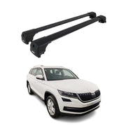 Barres De Toit Transversales pour Skoda Kodiaq I 2016-2024 Aluminium Noir 2Pcs