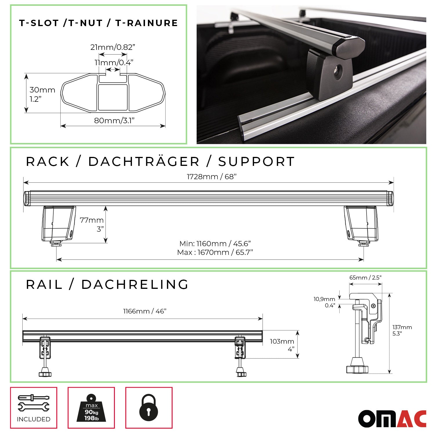 Menabo Barre-Traverse de Toit Porte-bagages pour RAM 1500 Alu