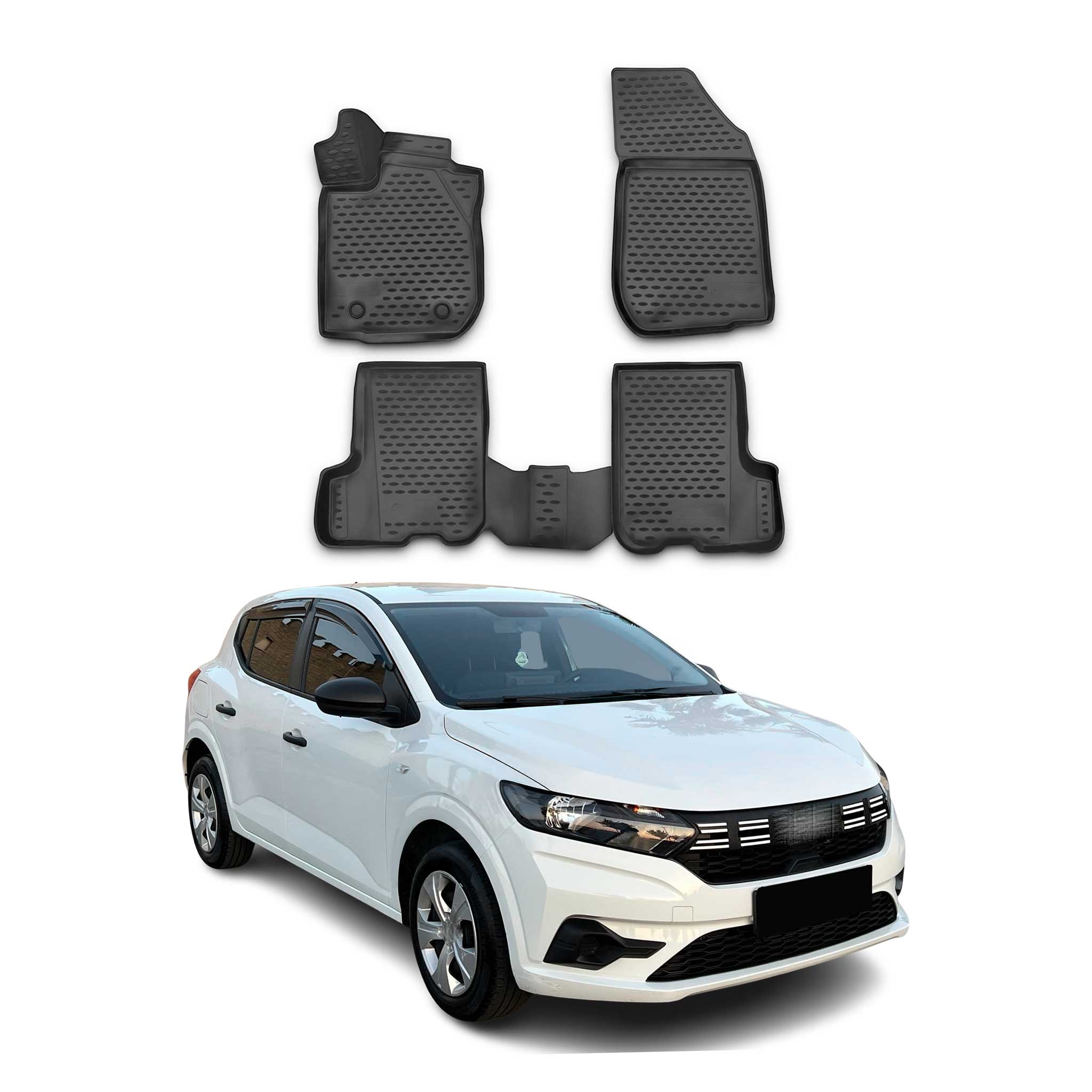 OMAC Tapis de sol pour Dacia Sandero 2018-2020 sur mesure en caoutchouc Noir