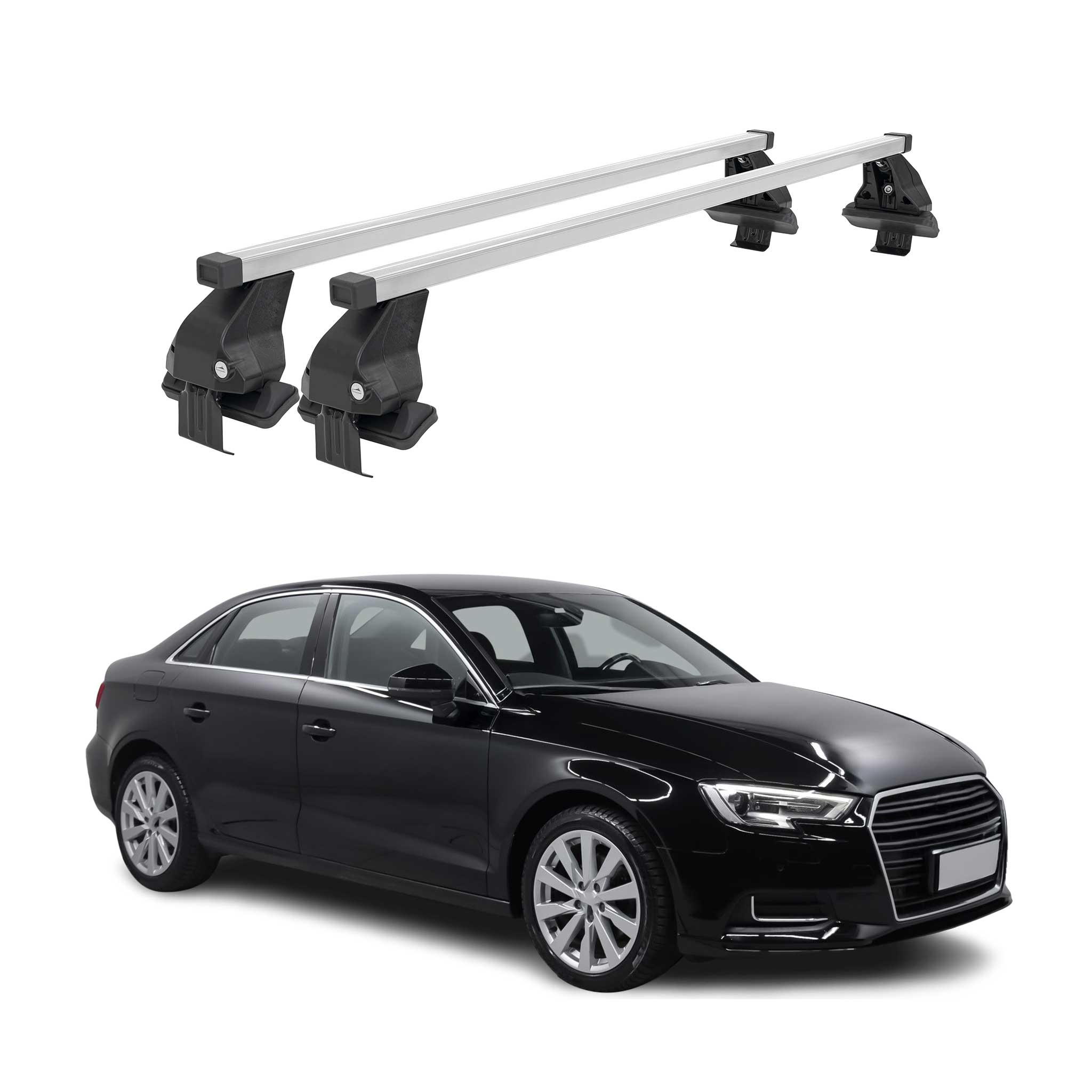 Barres de toit transversales Menabo pour Audi A3 8V Berline 2013-2020 Acier Gris
