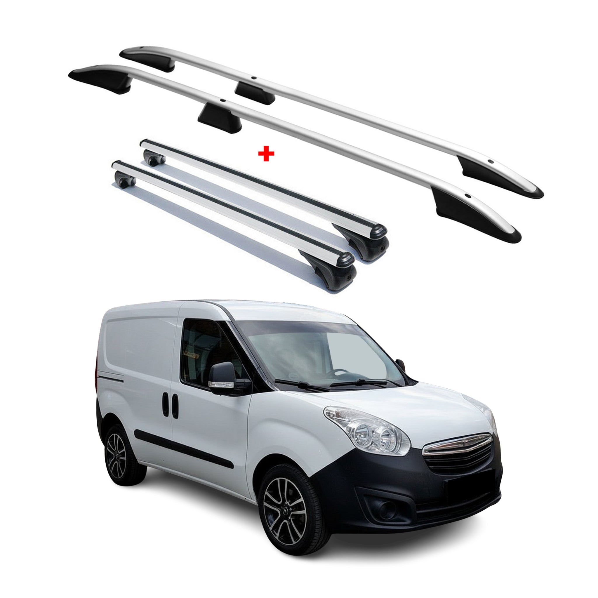 Kit Barres Et Rails De Toit Pour Opel Combo D Fiat Doblo L2 Long en Aluminium