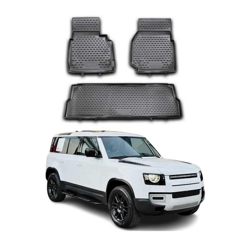 OMAC Tapis de sol pour Land Rover Defender 110 2007-2015 3Pcs en caoutchouc Noir