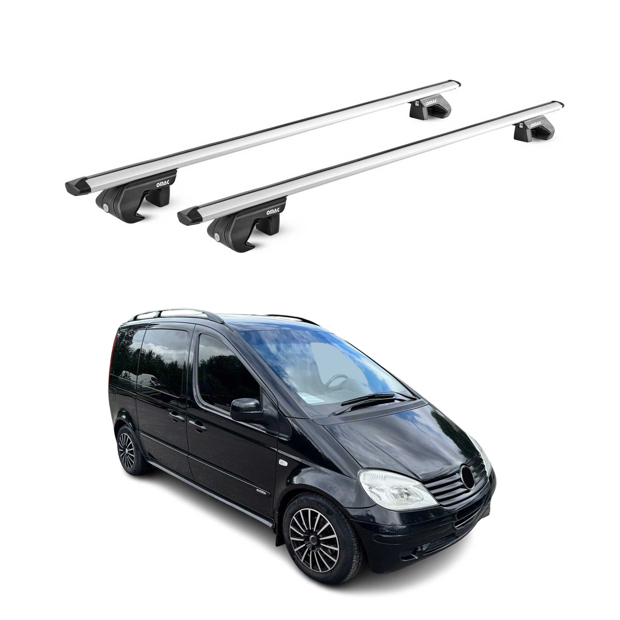 Barres de toit transversales pour Mercedes Vaneo W414 2002-2005 Alu Gris 2x ABE