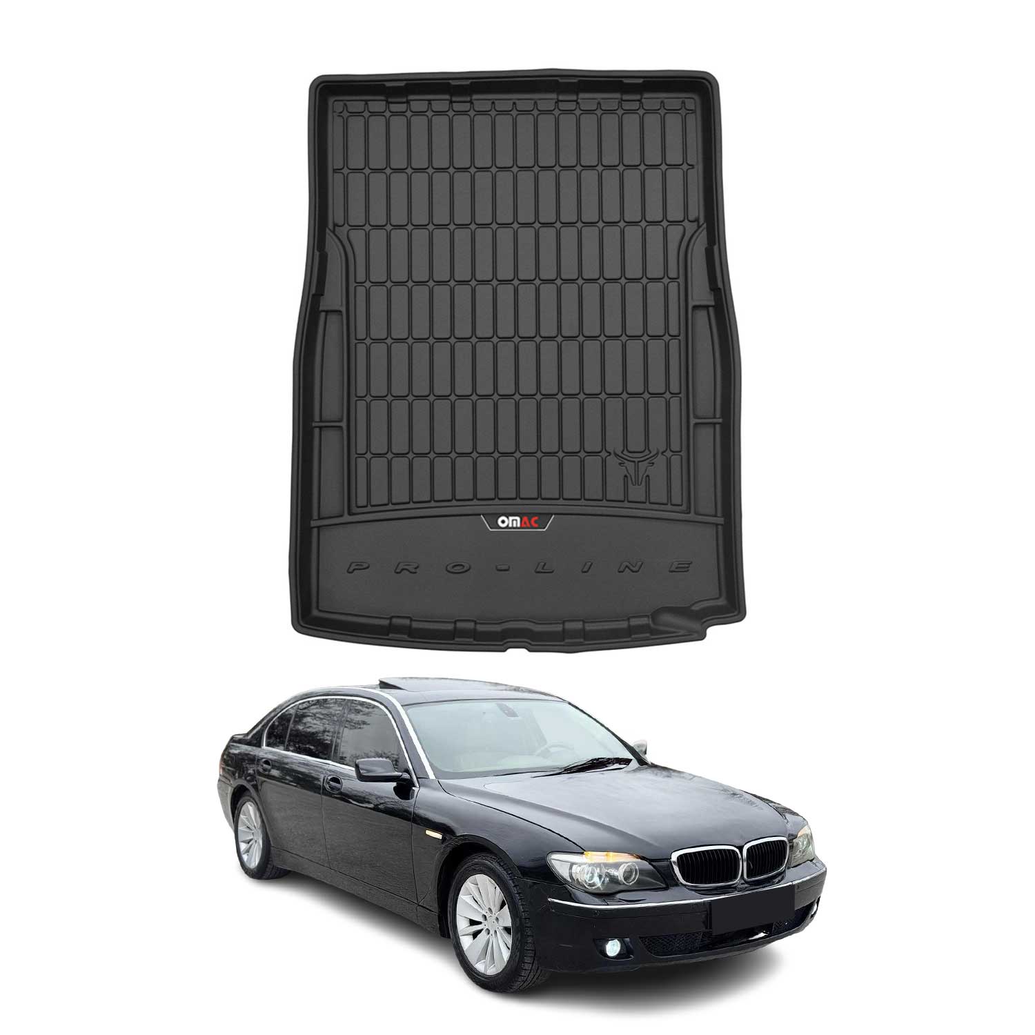 OMAC Tapis de coffre caoutchouc pour BMW Série 7 F01 2008-2015 TPE Noir