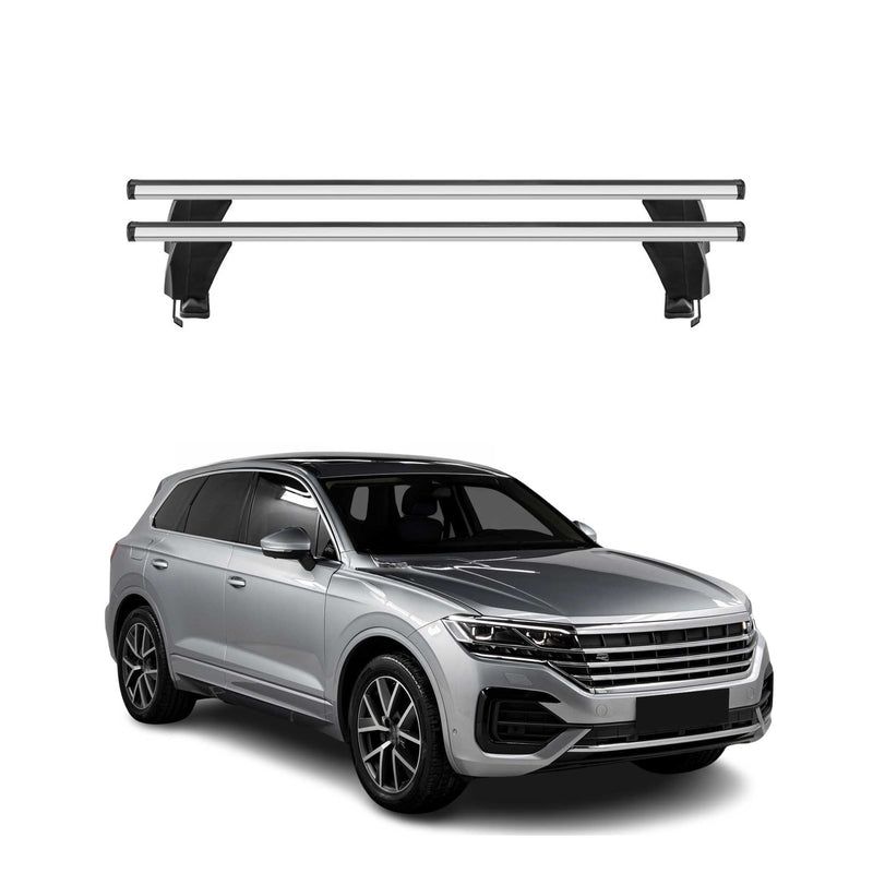 Menabo Barres de toit transversales pour VW Touareg III 2018-2025 Alu Gris 2x