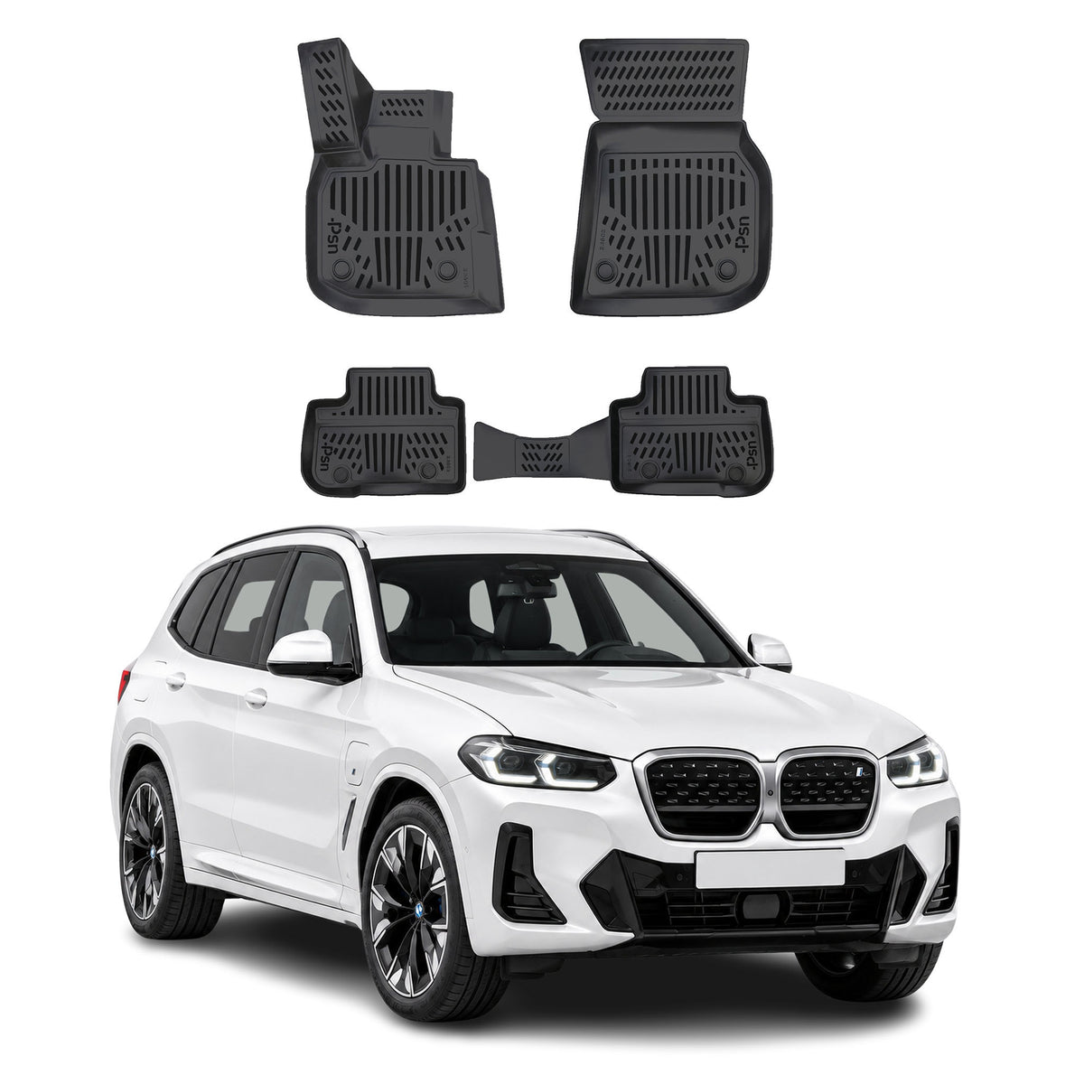 Tapis de sol pour BMW X4 G02 2020-2025 Noir 3D en Caoutchouc TPE 4Pcs