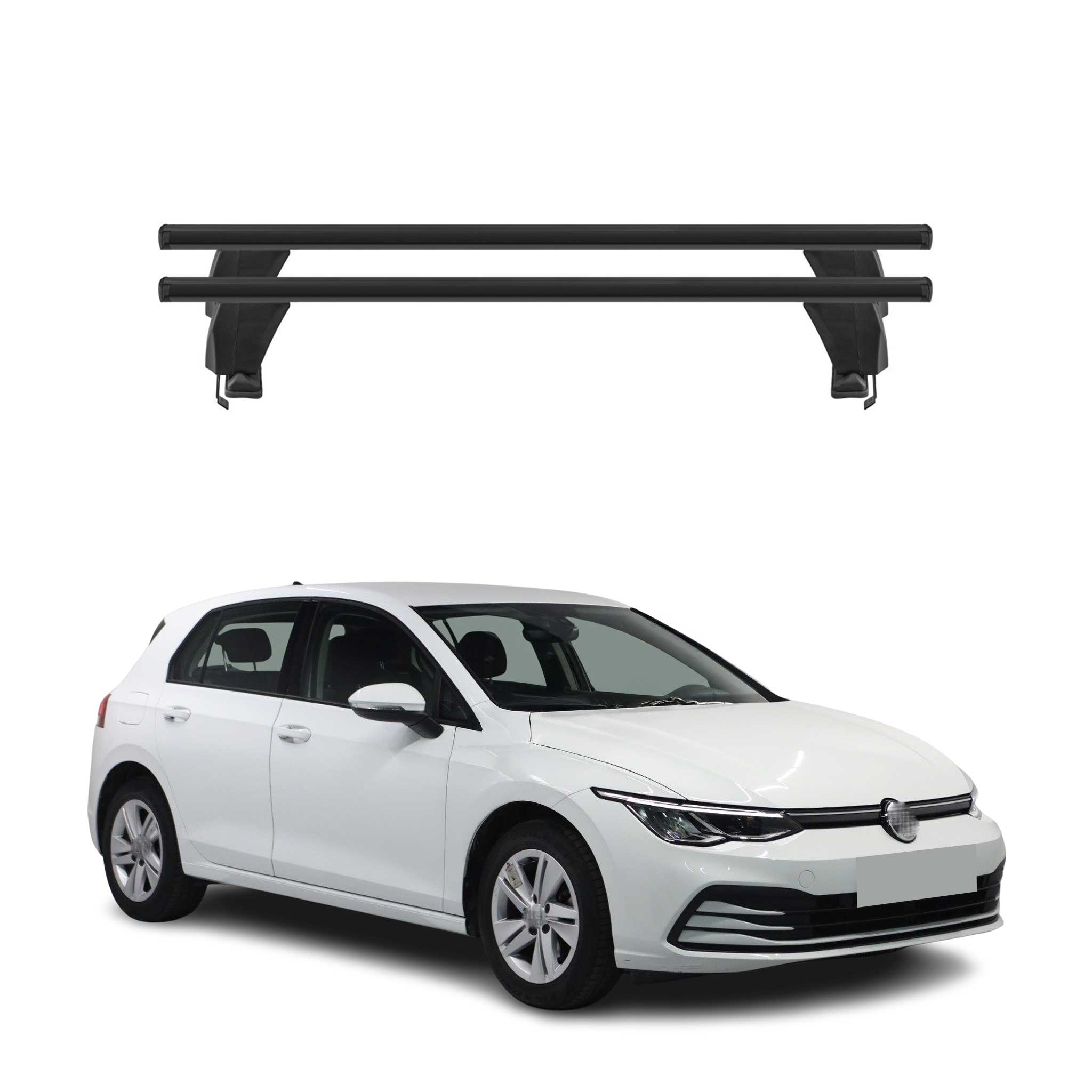 Menabo Barres de toit Transversales pour VW Golf VIII 2019-2025 Alu Noir 2x ABE