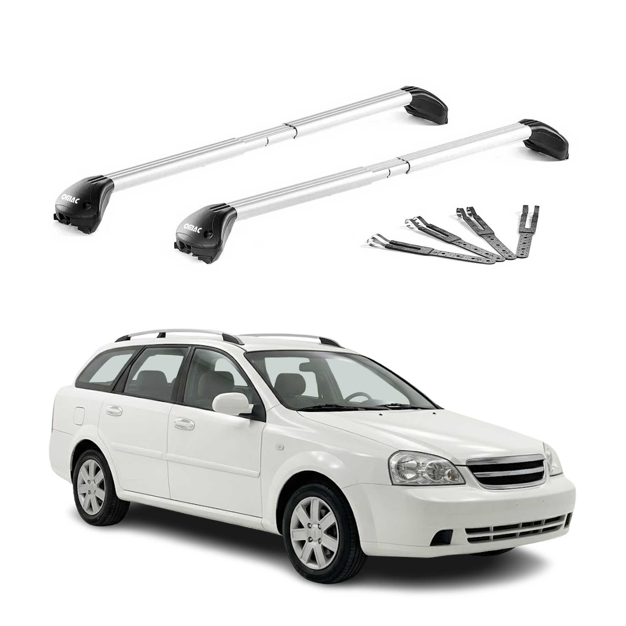 Barres de toit pour Chevrolet Lacetti Break 2002-2011 Gris Argenté 2 pièces ABE