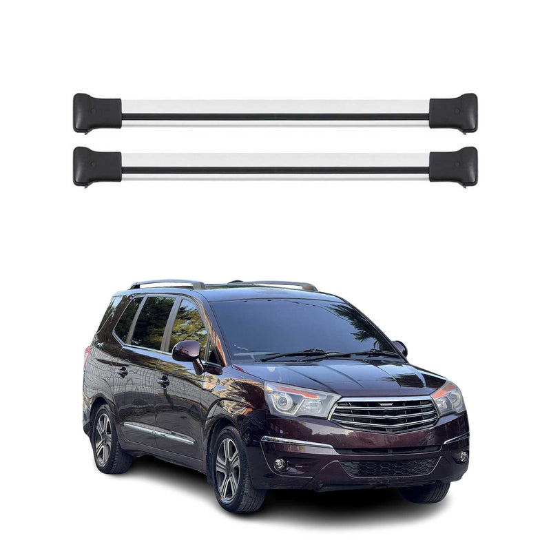 Barres de toit transversales pour Ssangyong Rodius 2013-2018 Aluminium Gris