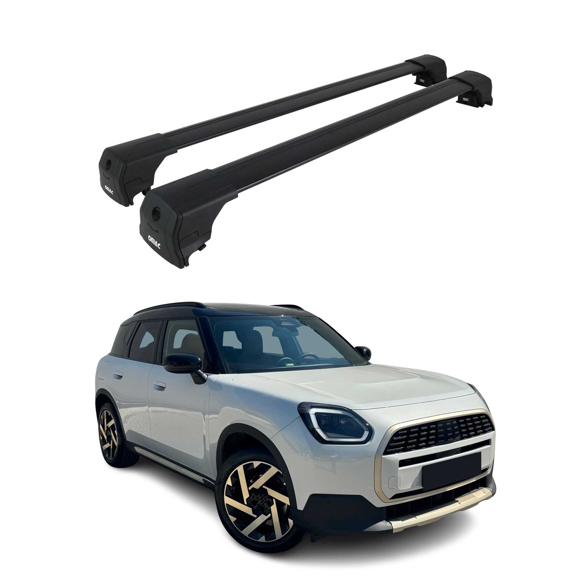 Barres de toit transversales pour Mini Countryman 2024-2026 Aluminium Noir 2 Pcs