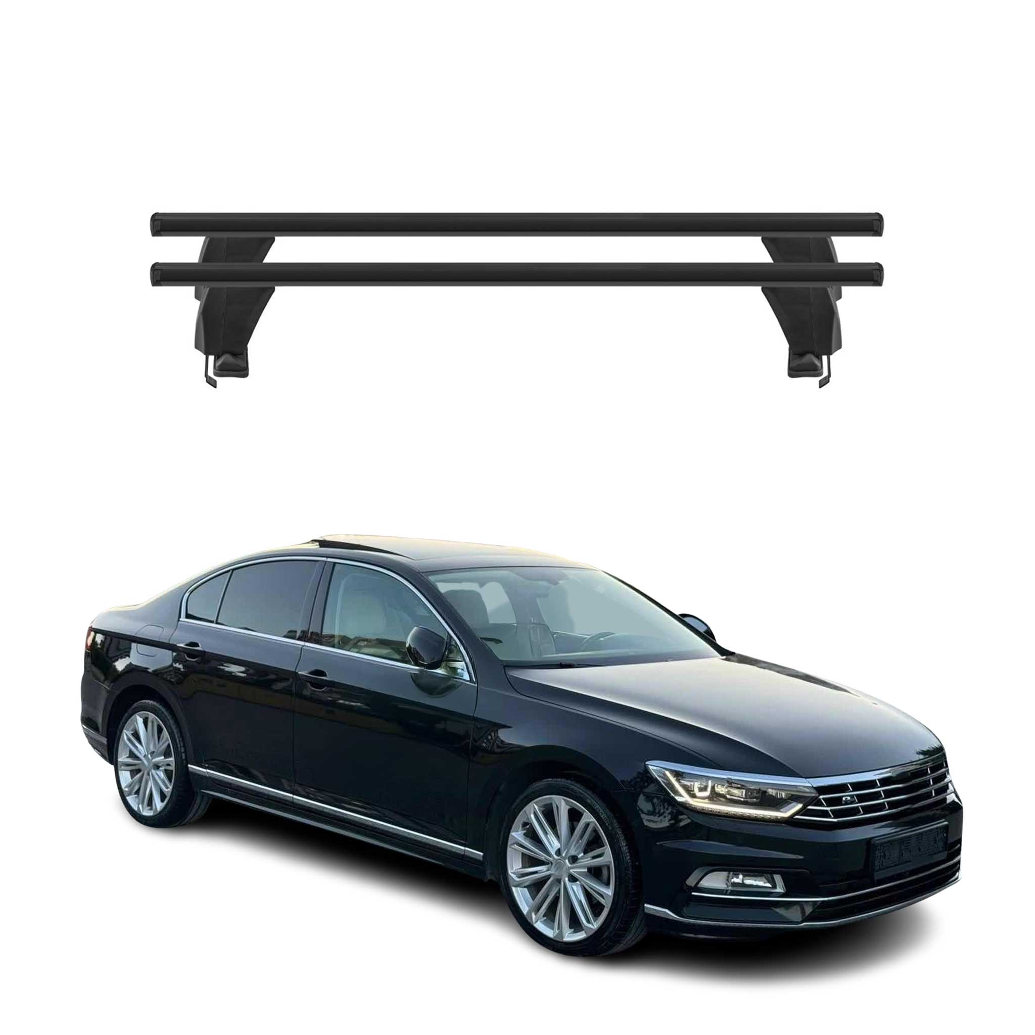 Menabo Barres de toit Transversales pour VW Passat B8 2014-2020 Alu Noir 2x ABE