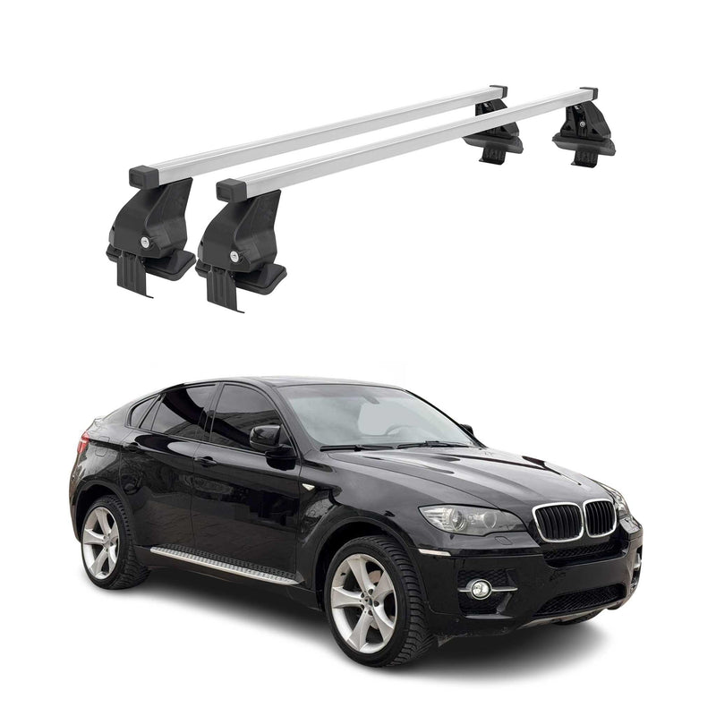 Barres de toit transversales Menabo pour BMW X6 E71 E72 2007-2014 Acier Gris