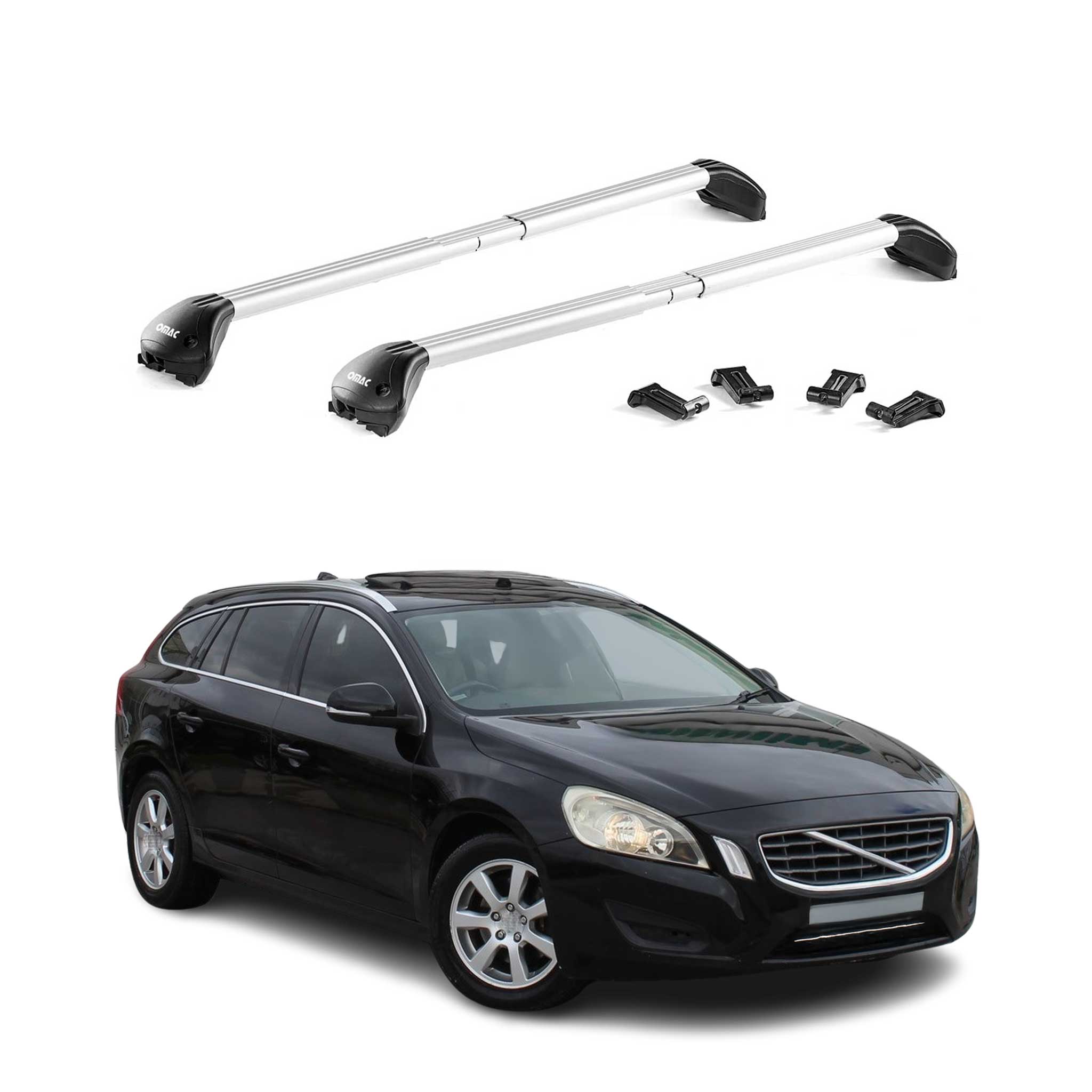 Barres de toit transversales pour Volvo V60 2011-2018 Alu Gris Argenté 2x ABE